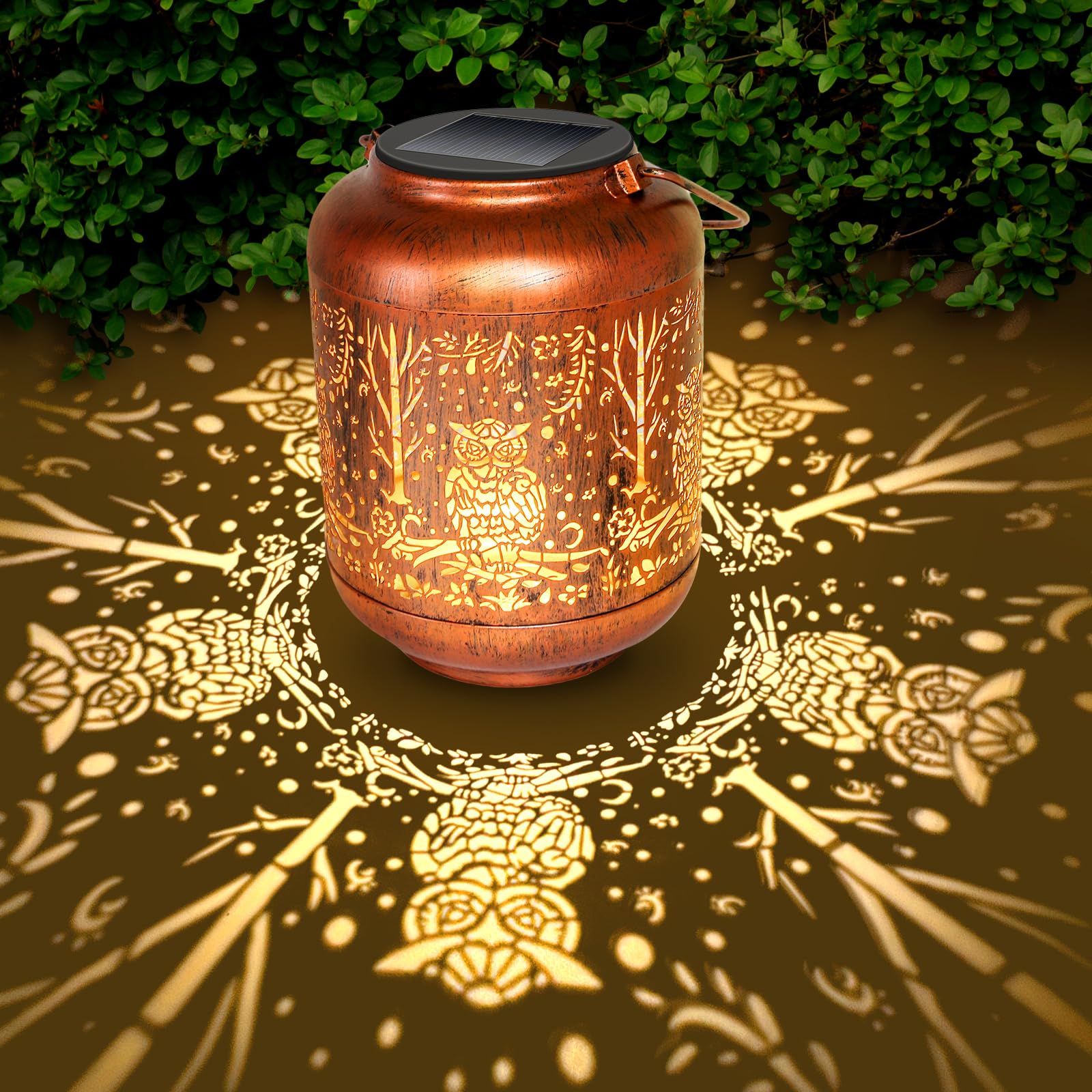 Birthday Gifts for Women Mom, Grandma - Owl Solar Lanterns Outdoor Waterproof Owl Gifts for Women Hanging Metal Solar Lights Out