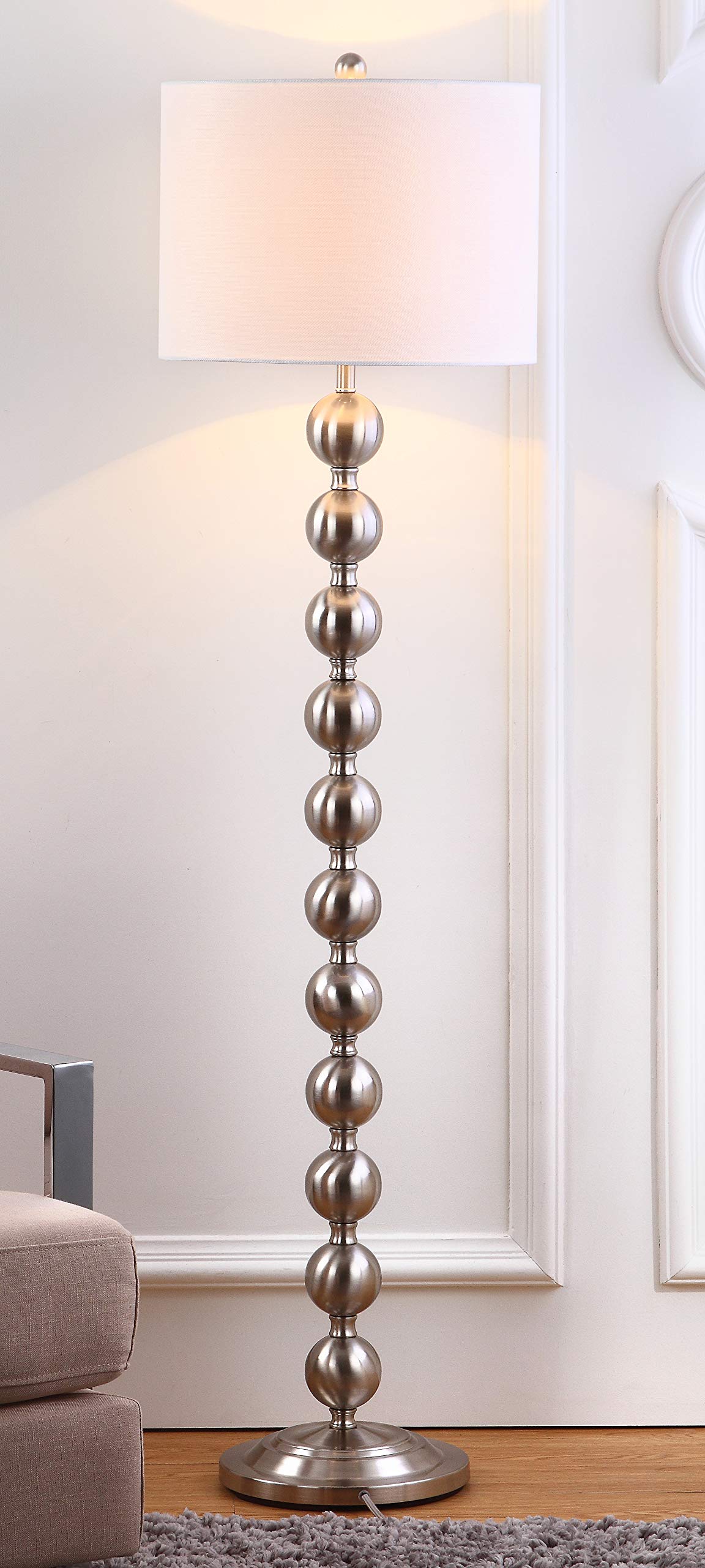 Safavieh Lighting Collection Reflections Modern Farmhouse Stacked Ball Nickel 59-Inch Living Room Bedroom Home Office Standing F