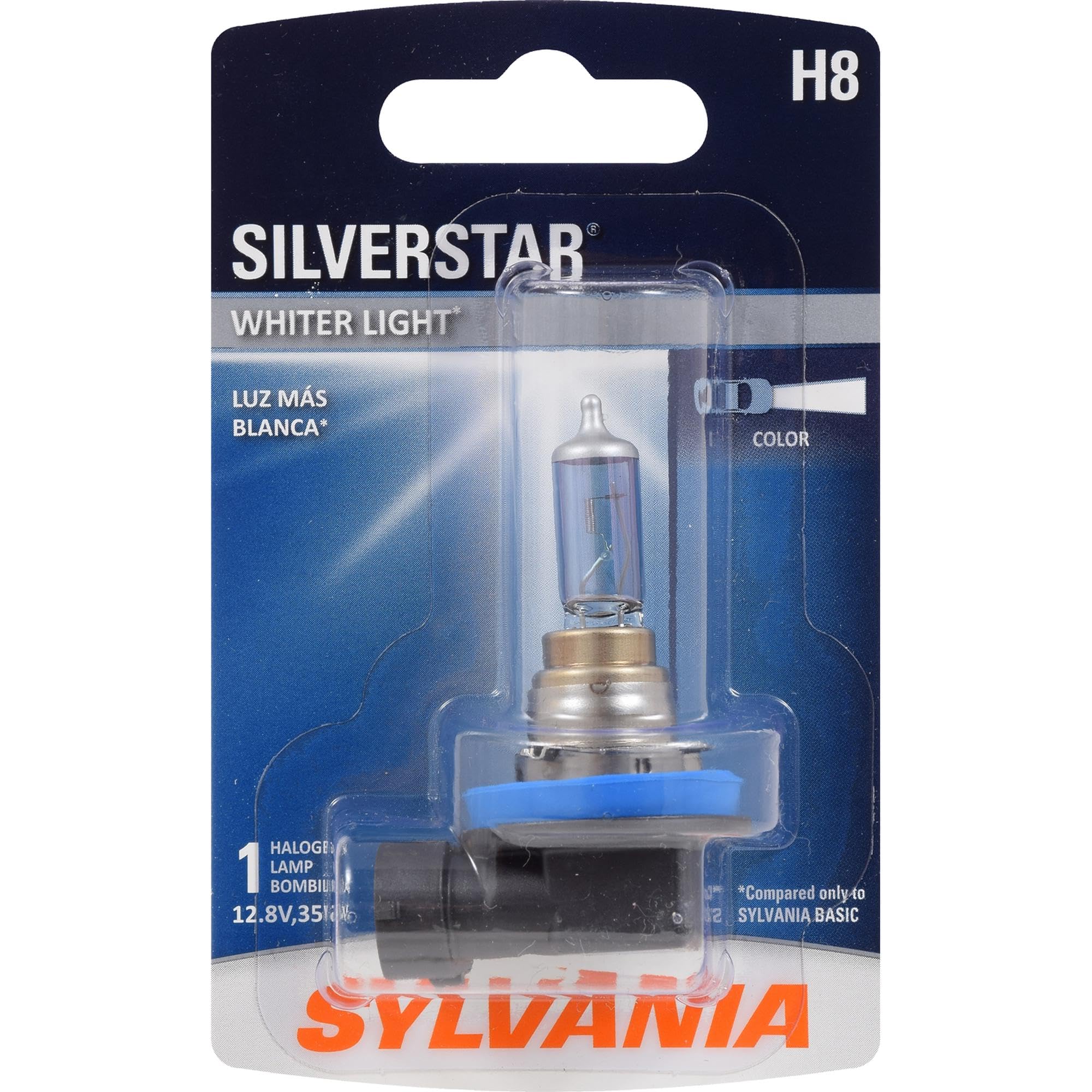 SYLVANIA H8 SilverStar Fog Light Bulb - High Performance Halogen - Model 35872 - 1 Count