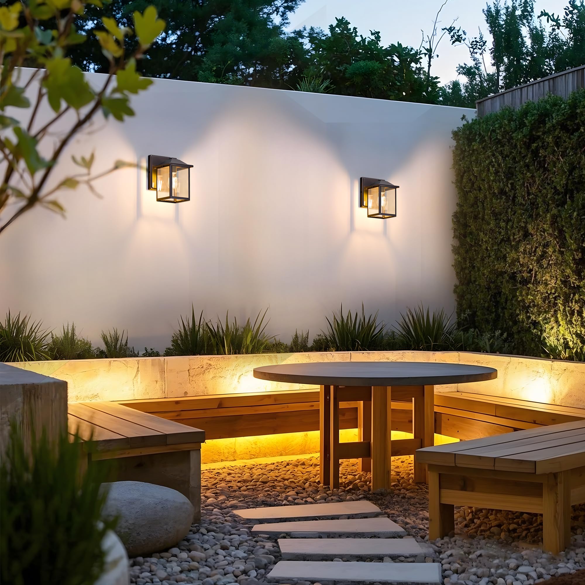 Matameye Outdoor Wall Lantern  Exterior Waterproof Wall Sconce Light Fixture  Dark Chocolate Front Door Mounted Lighting With Glass  Anti-Rust Porch Lamp