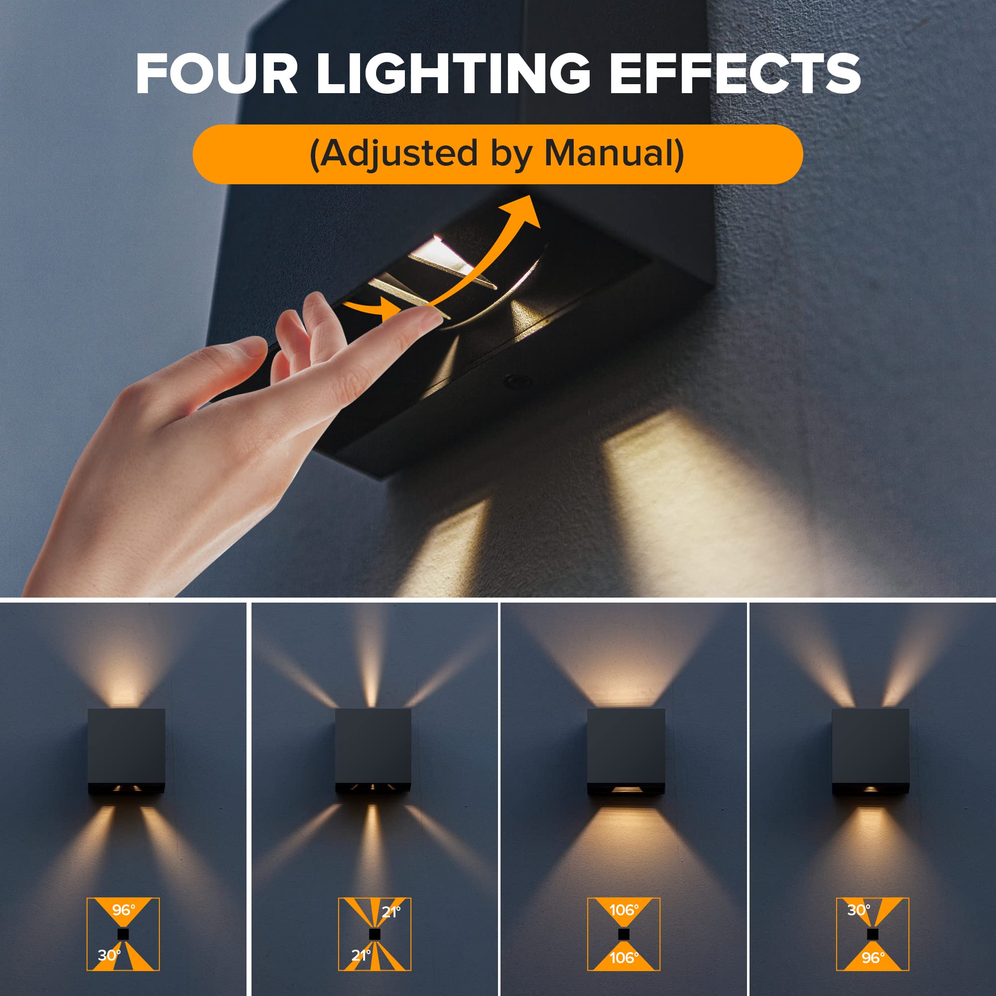 Lutec 4-Pack Led Up & Down Modern Wall Lamp, Aluminum Anti-Rust Outdoor Indoor Wall Sconce, 10W 3000K Warm White, Adjustable Ext