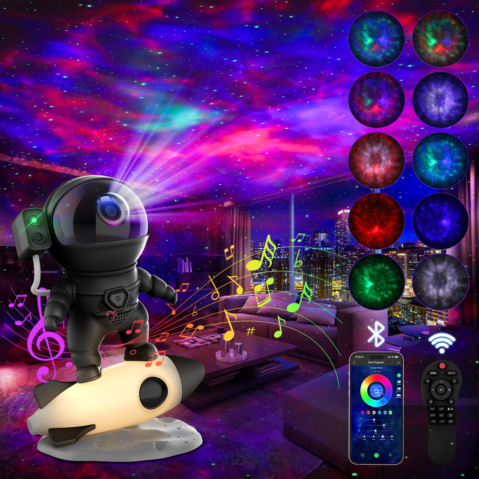 FlyLily Astronaut Galaxy Projector - Star Projector with Bluetooth