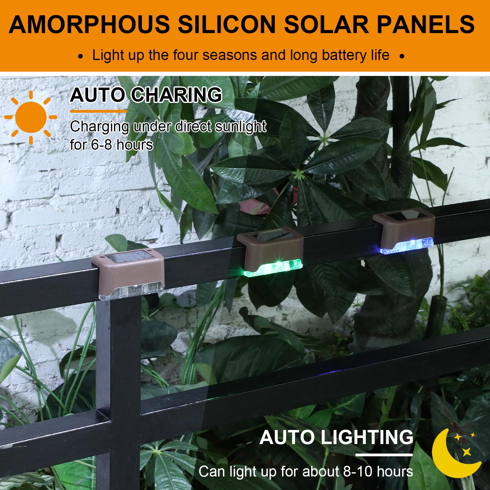 Geelin 32 Pcs Solar Deck Lights - Waterproof LED Step & Railing Lights, Brown Shell Multicolor, Model HOD-Geelin-055