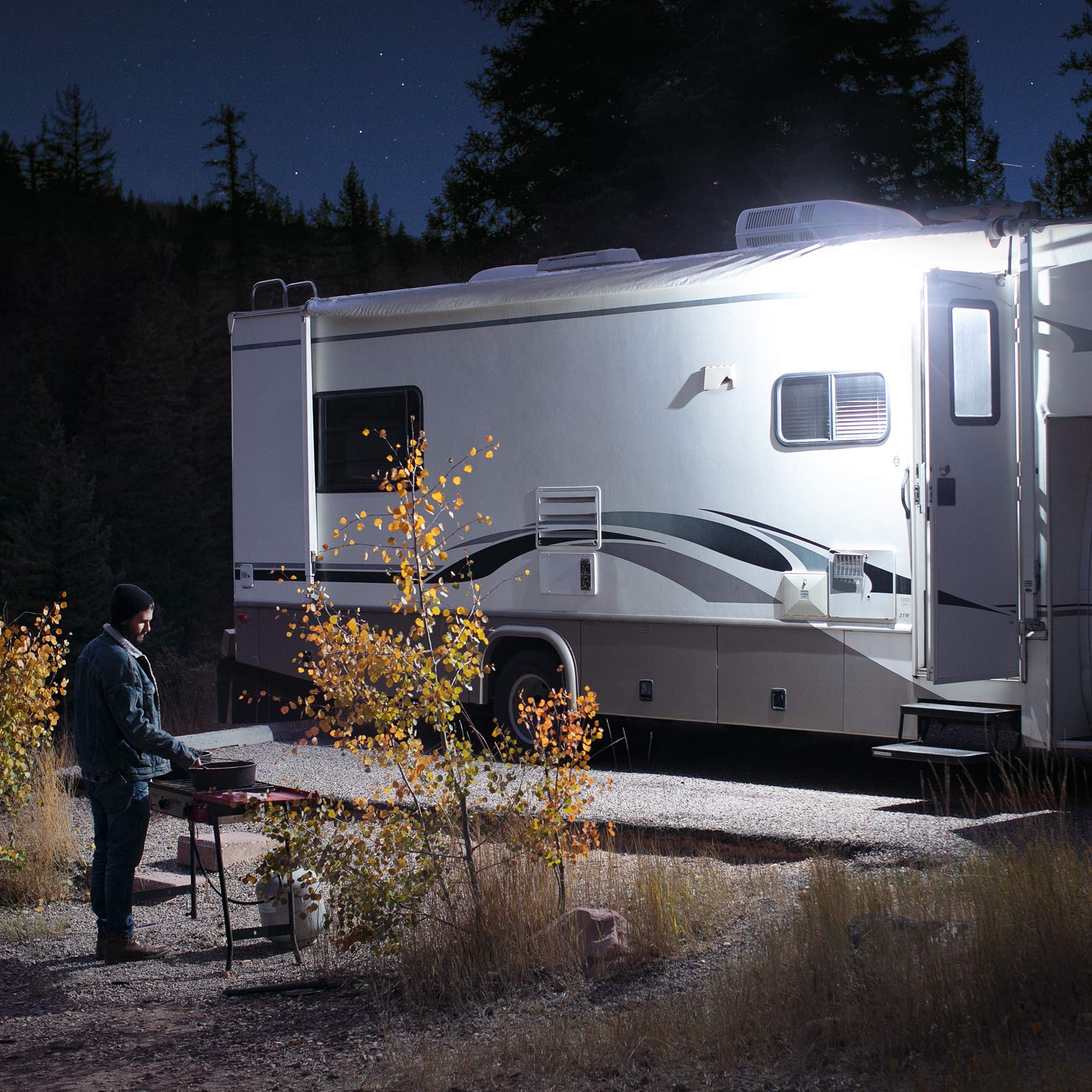 Lumitronics LED Round Surface Mount Scare Light for RV Trailer Camper - Silver, Includes Mounting Gasket, 5th Wheel Accessory