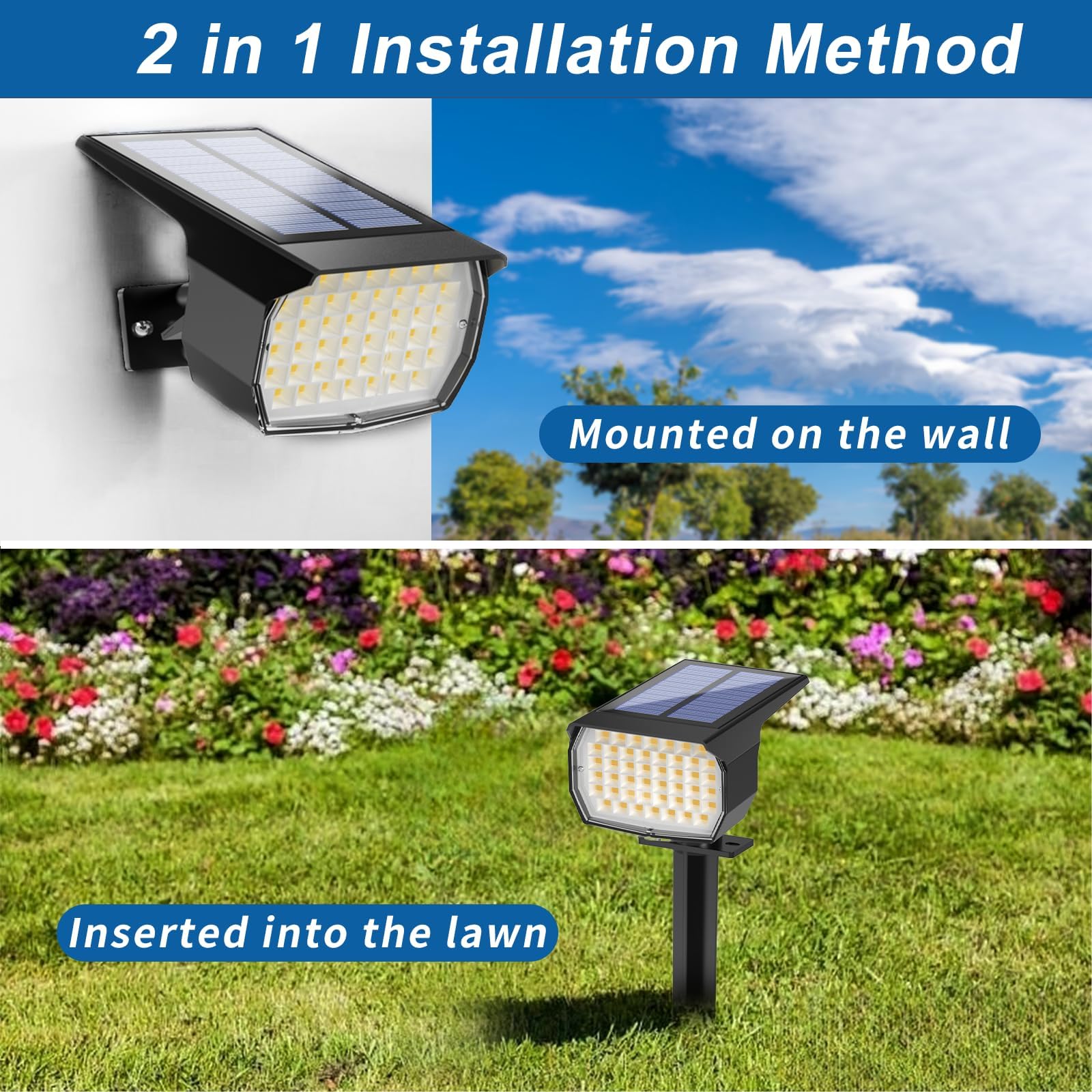 WENATY Solar Spot Lights - 12 Pack, IP65 Waterproof, 46 LEDs, Warm White, Auto On/Off for Garden, Yard, Pathway, Model CPD-22