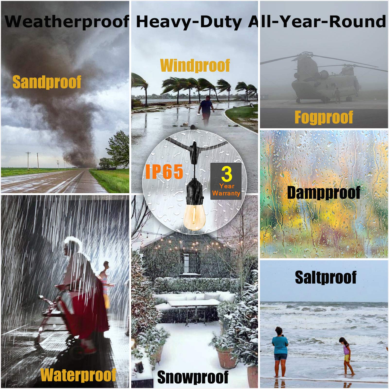 Meidaoduo Outdoor String Lights For Outside Led 150 Ft Shatterproof Patio Lights With 50 Waterproof Bulbs For Outdoor Backyard B