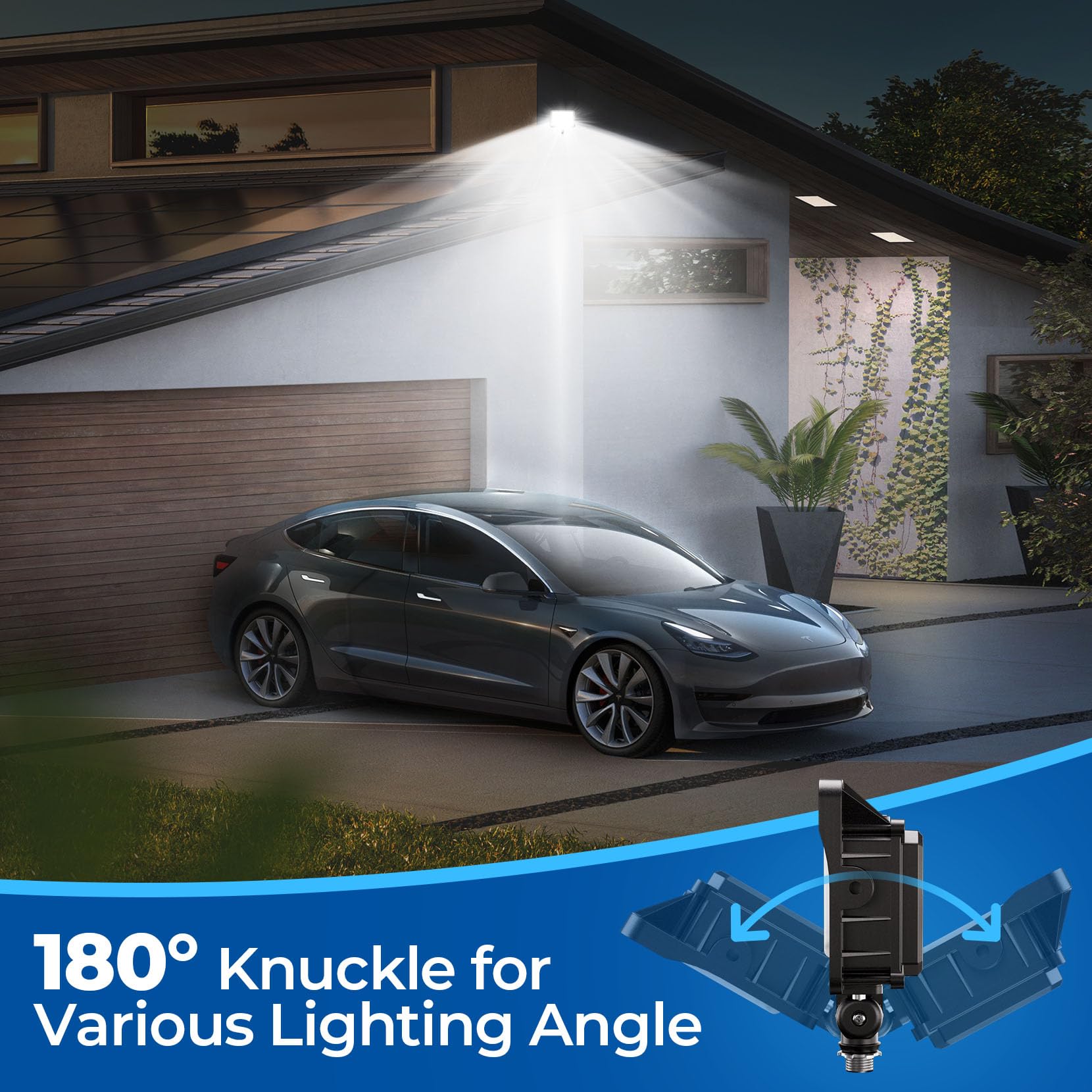 CINOTON 50W LED Flood Light, 7000LM, IP65 Waterproof, 5000K Daylight, Security Wall Pack for Patio, Porch, Garage - 1 Pack