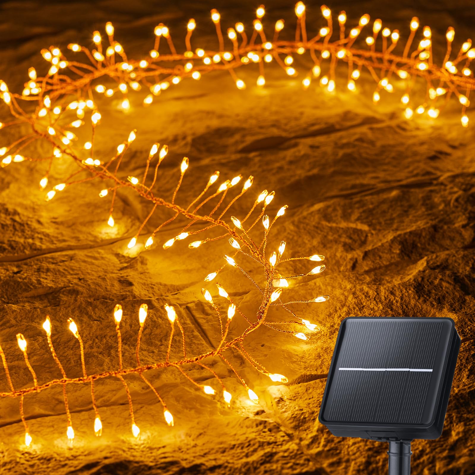 Minetom Solar Lights Outdoor, 2 Packs Total 39Ft 480 LED Solar String Lights for Outside, 8 Modes Firecracker Solar Fairy Lights