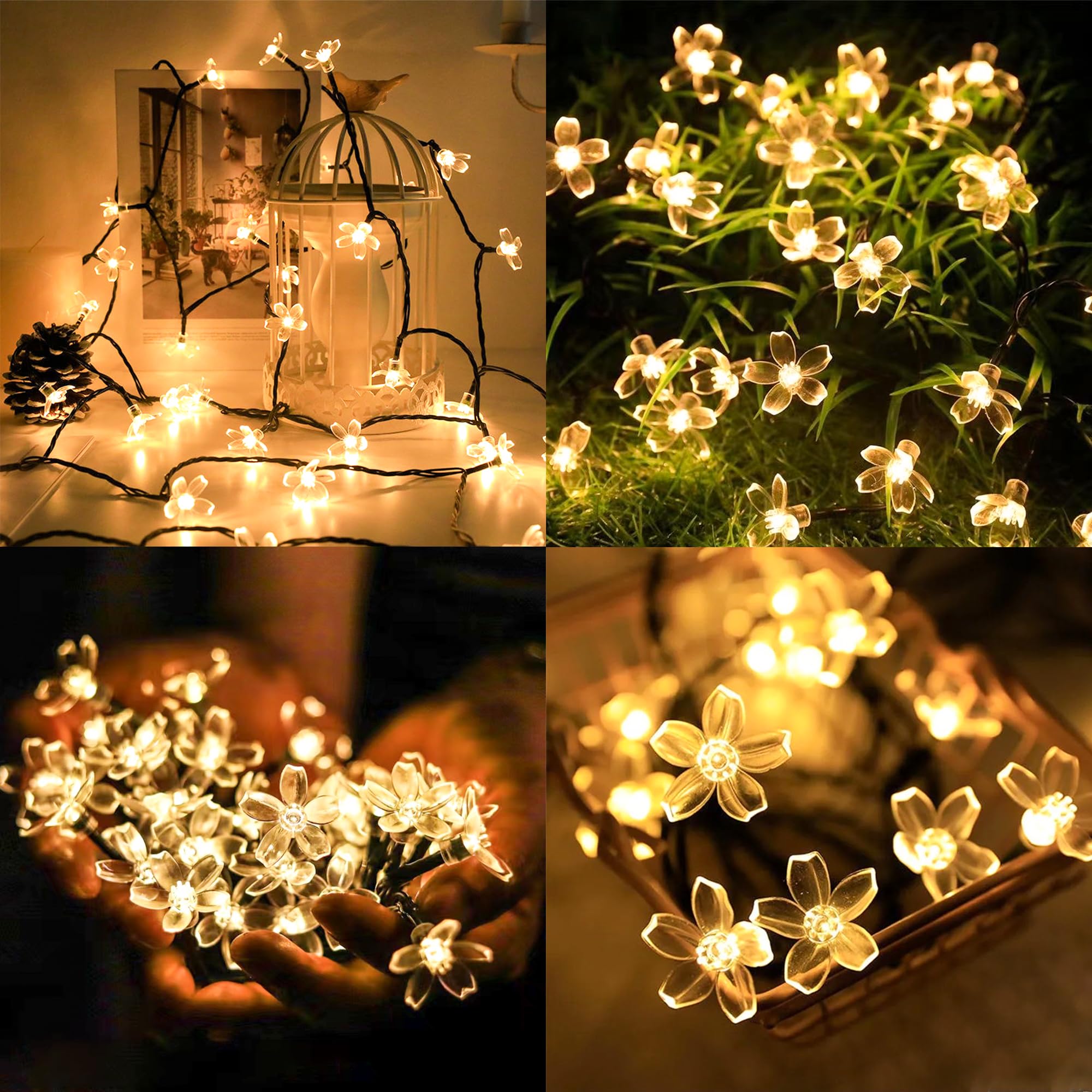 Selarlyt Solar String Lights, 50 LED Warm White Waterproof Decorative Lights for Outdoor, Yard, Lawn, Garden, Christmas Tree