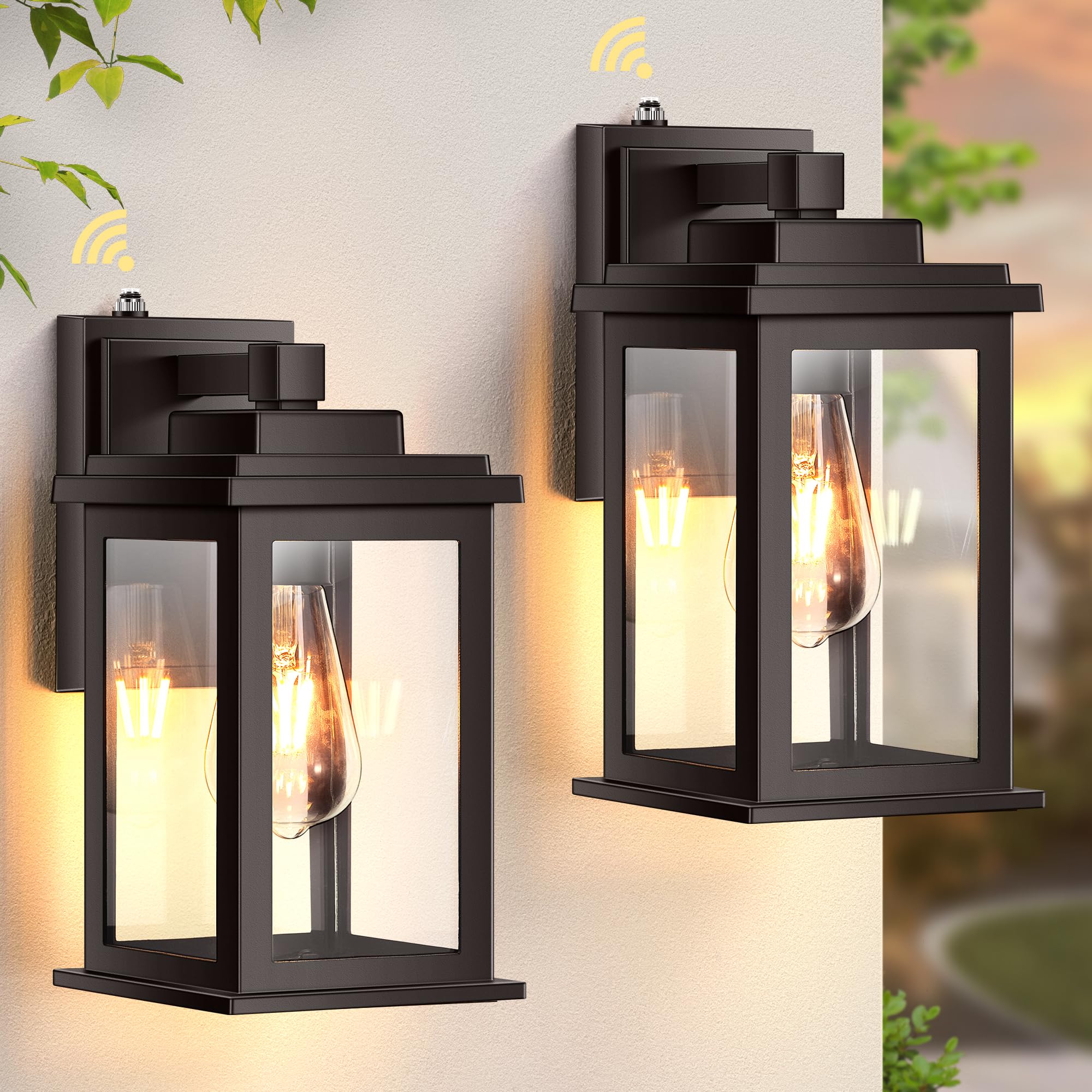 Vianis Bronze Outdoor Lighting, Dusk To Dawn Waterproof Porch Lights, Aluminum, 2 Pack, Model V81512Br