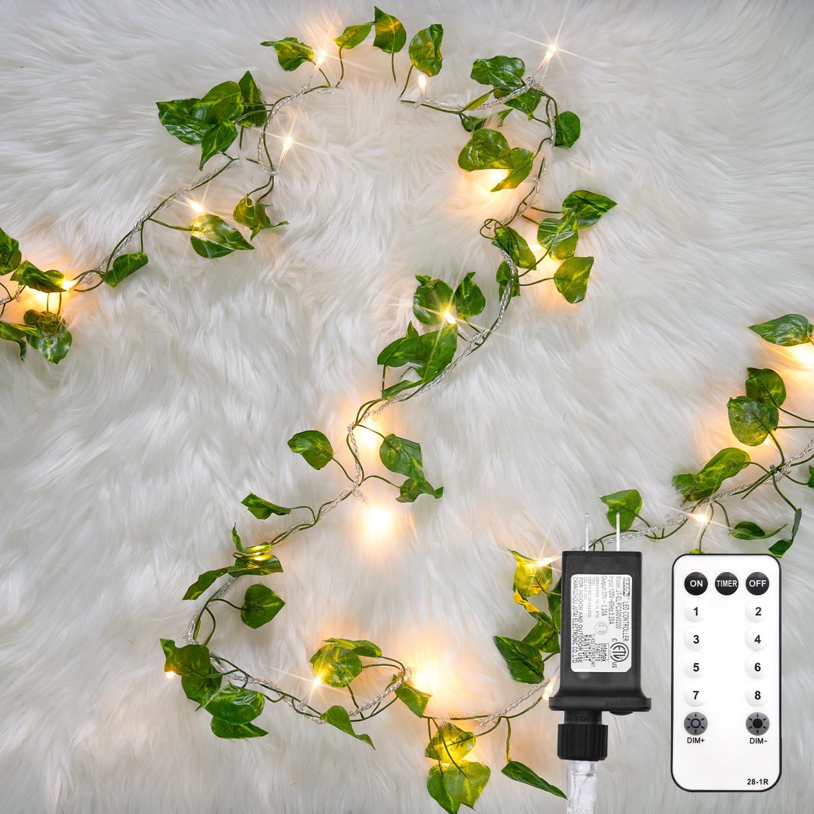 suddus 33ft Pothos String Lights with 100 LED, Warm White Fairy Lights, Plug-in, Clear Wire, Model SDS-100DIWW
