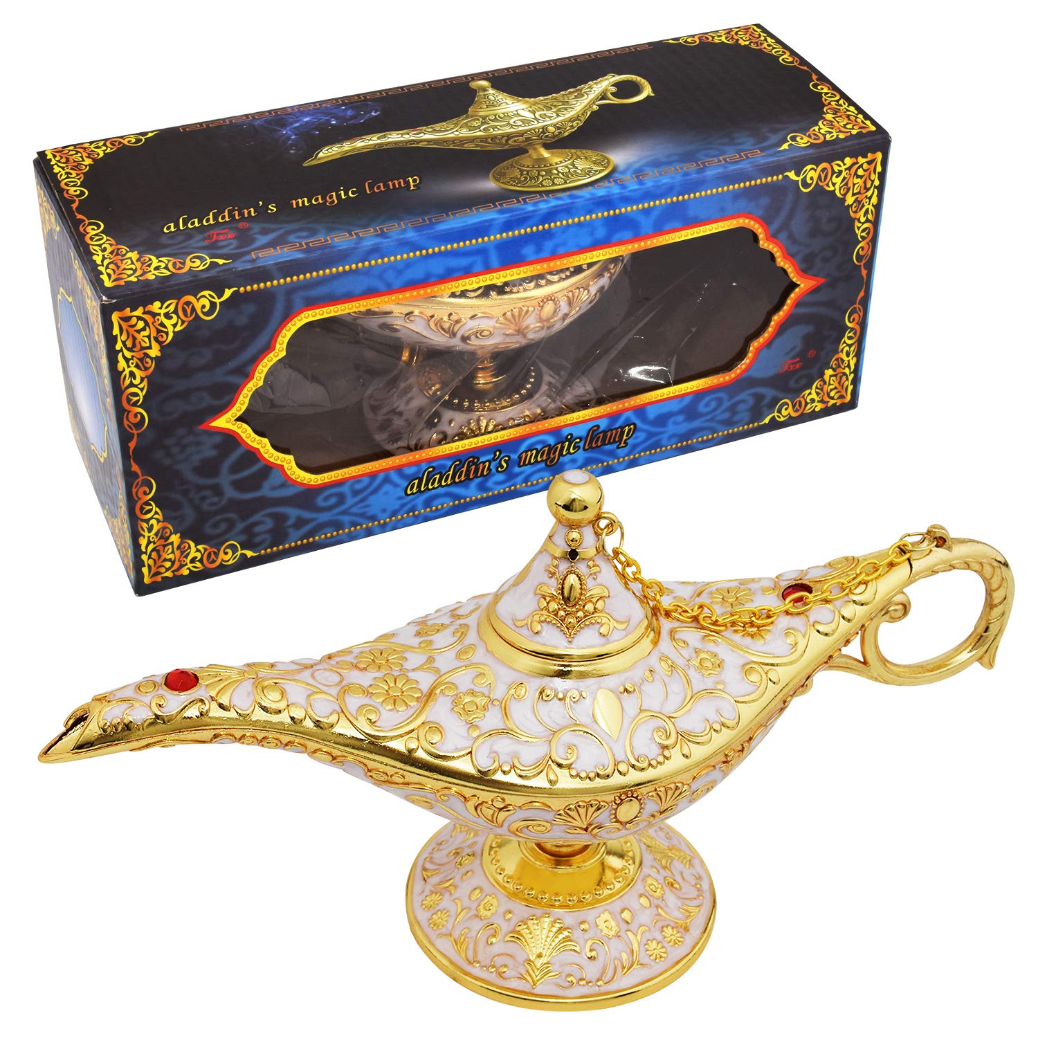 SUNMALL Vintage Aladdin Lamp, Zinc Alloy, Beige, Collectable Arabian Decor for Home, Wedding, Party, Halloween, Birthday