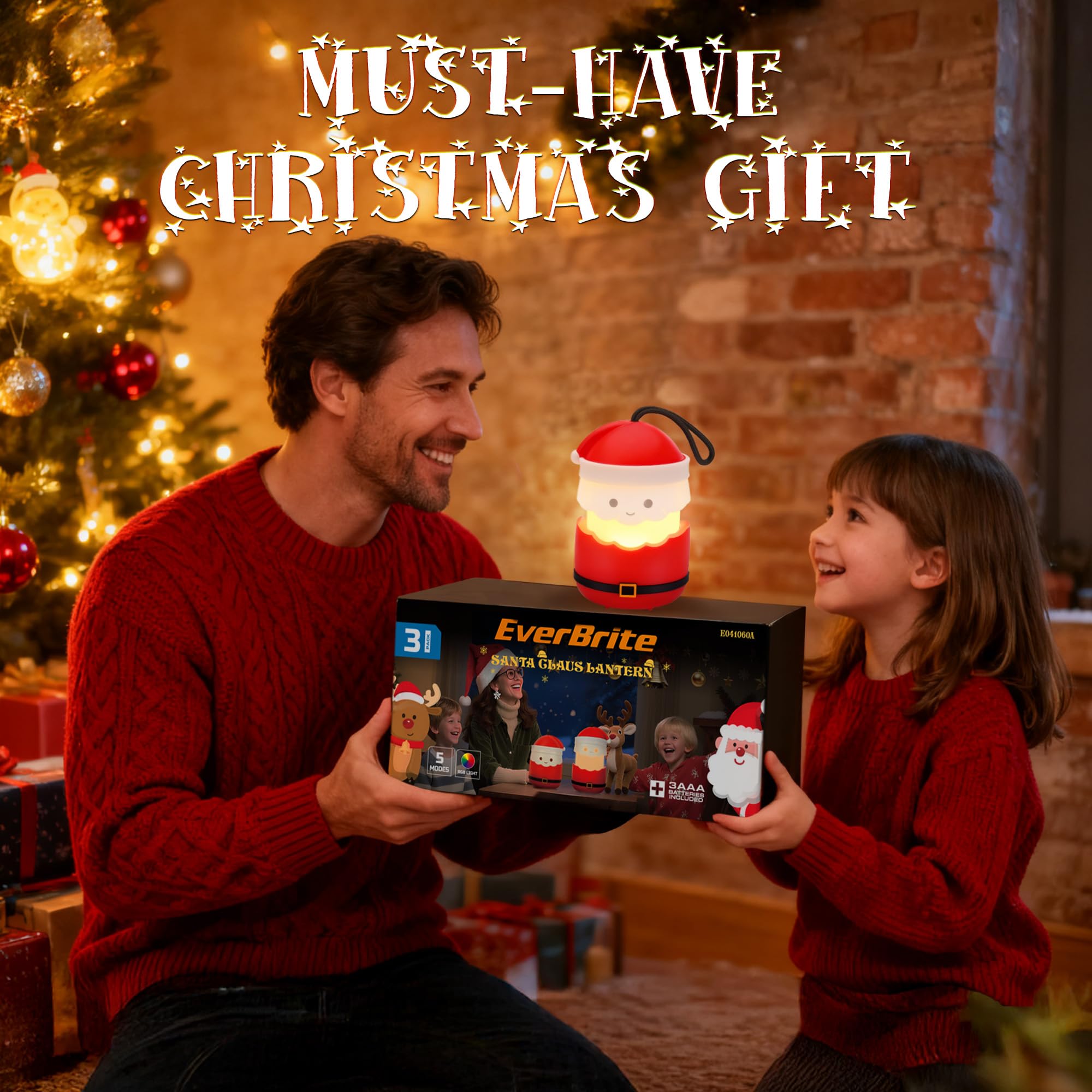 Christmas Gift Everbrite Santa Claus Lantern 3 Pack  5 Light Modes Holiday Decoration Presents For Women And Men  Aaa Batteries Contained Stocking Stuffers  Christmas Lights Indoor & Outdoor