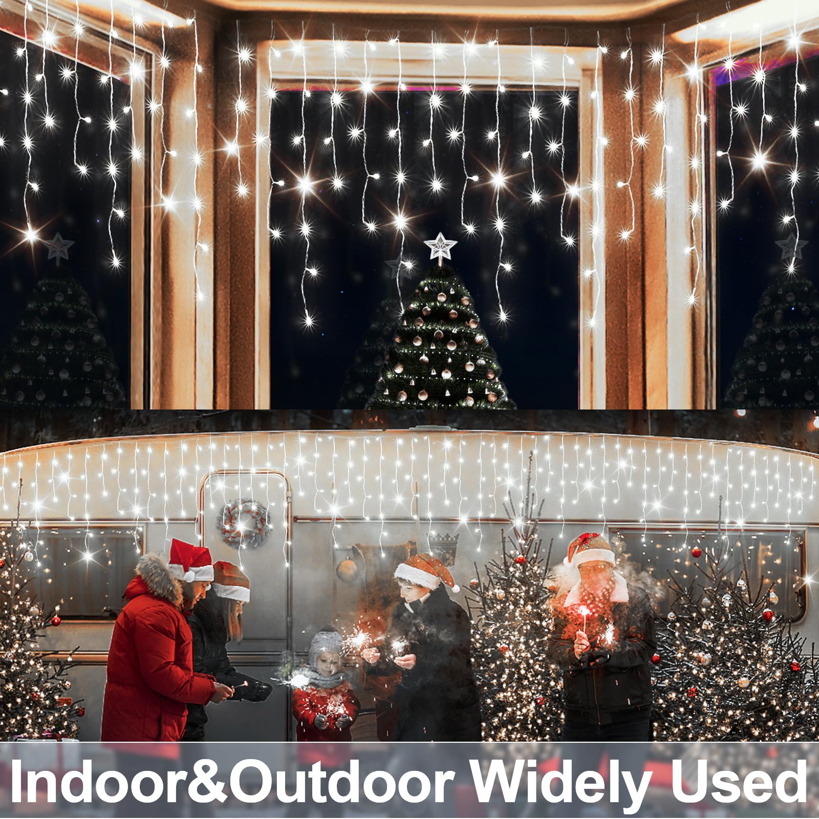Jxledayy 65Ft 640 Led Cool White Outdoor String Lights - 8 Modes, Waterproof, Timer