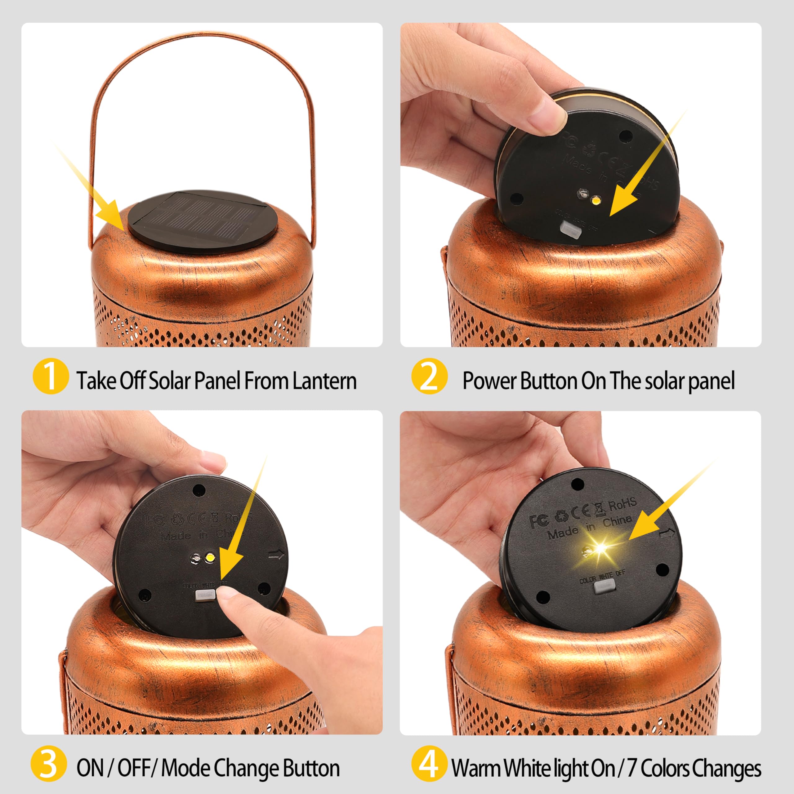 Solar Lanterns Outdoor, Waterproof Hummingbird Garden Decor, LED Hanging Lights Metal Decor for Yard, Patio, Porch, Lawn, Tablet