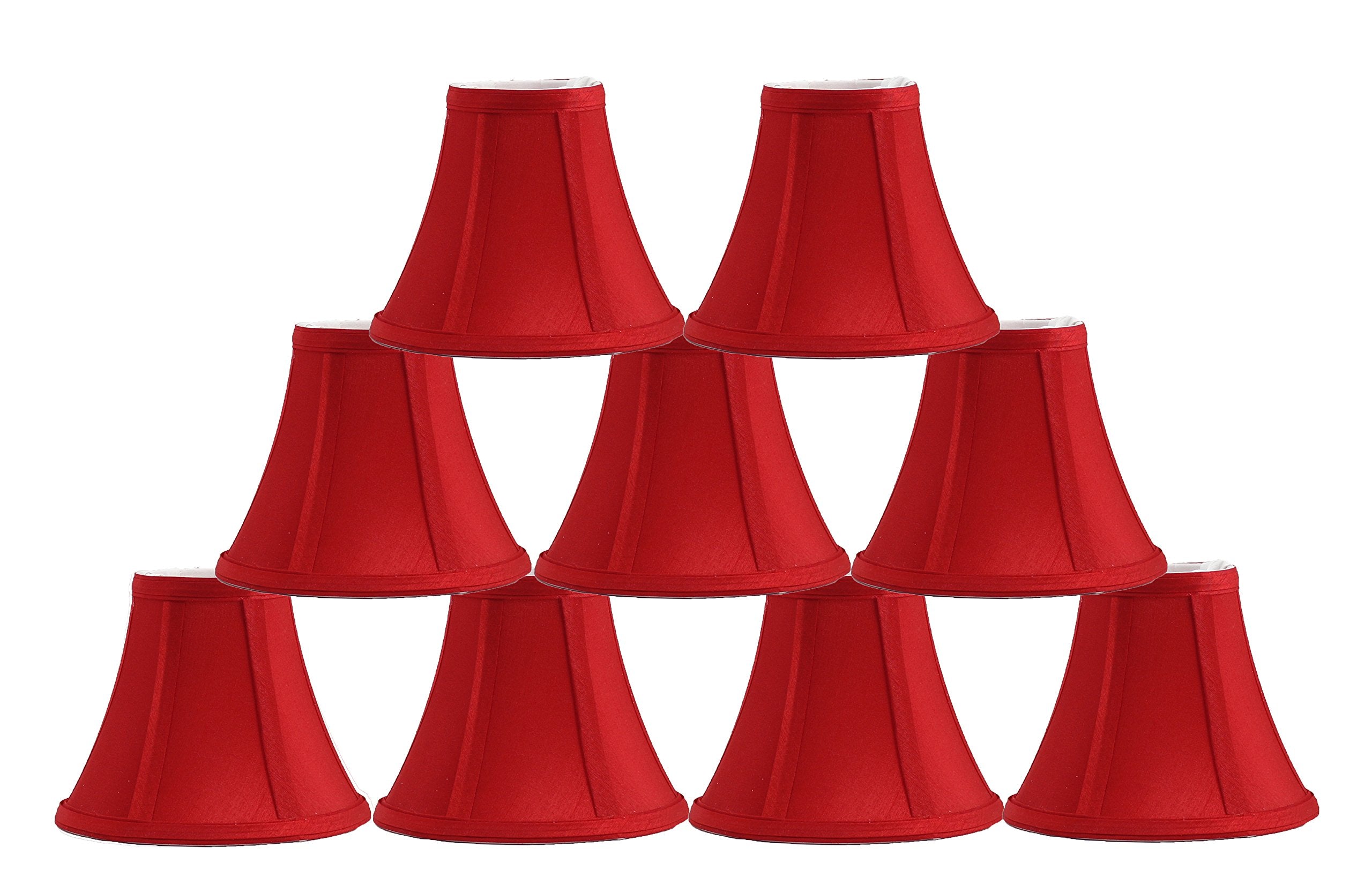 Urbanest Silk Bell Chandelier Lamp Shades, Set of 9, 3inx6inx5in, Red
