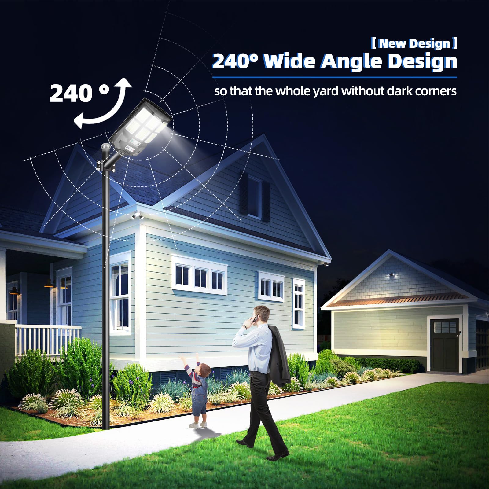 KingHe Solar Street Lights Outdoor: Dusk to Dawn Solar Parking Lot Lights with 3 Modes Motion Sensor Remote Control, 6000K 276 L