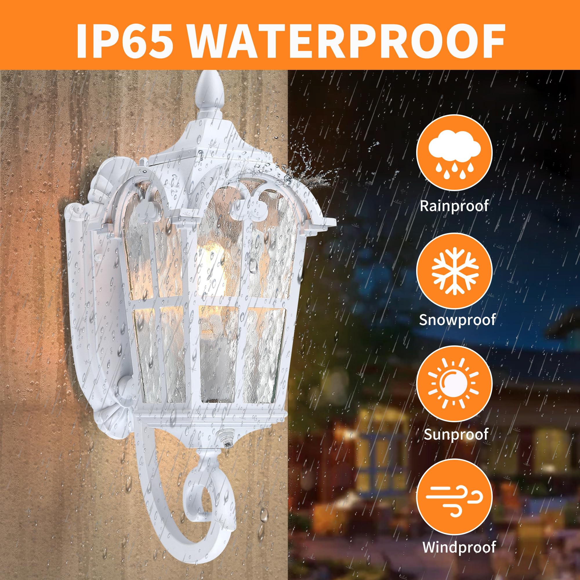 LONEDRUID Outdoor Porch Light, Waterproof Wall Lantern, Modern Design, White Aluminum Sconce for Garage, Patio, Entryway