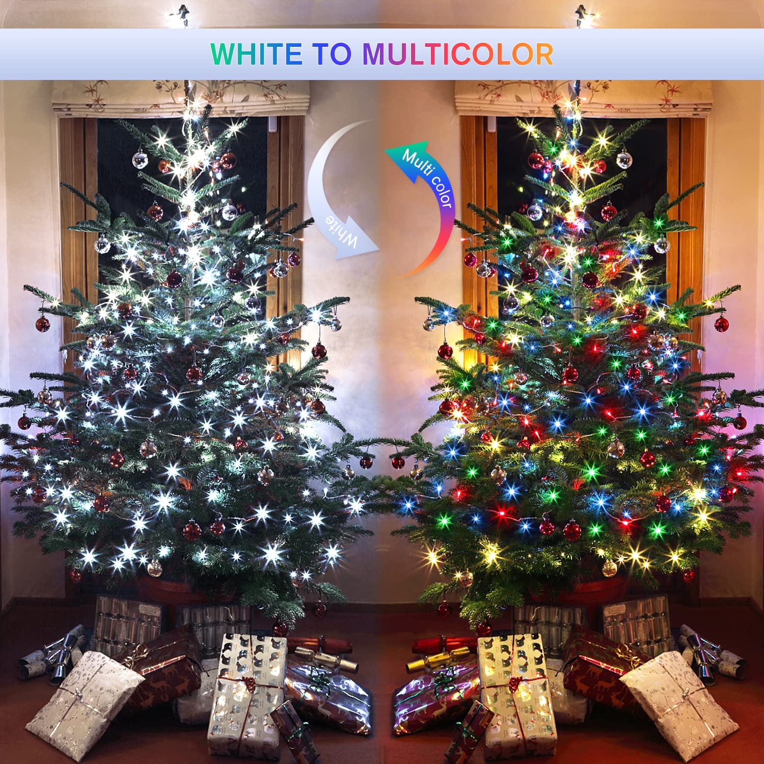 Jmexsuss 500 Led Color Changing String Lights, 163Ft White & Multicolor Christmas String Lights With Remote, Outdoor Christmas L