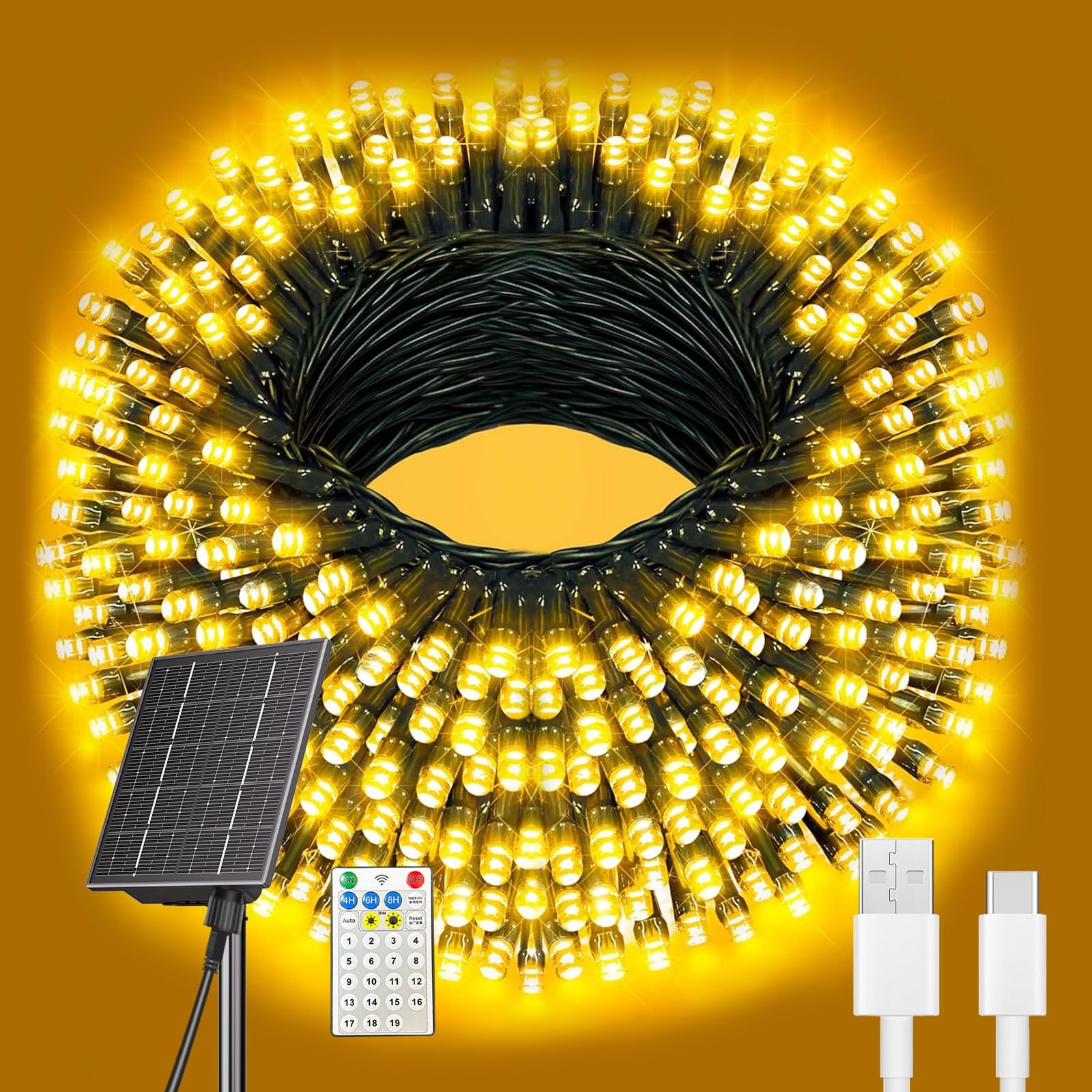 Solar String Lights Outdoor, 137Ft 400 Led 19 Mode Solar Powered Halloween String Lights Waterproof For Garden Patio Fence Holid