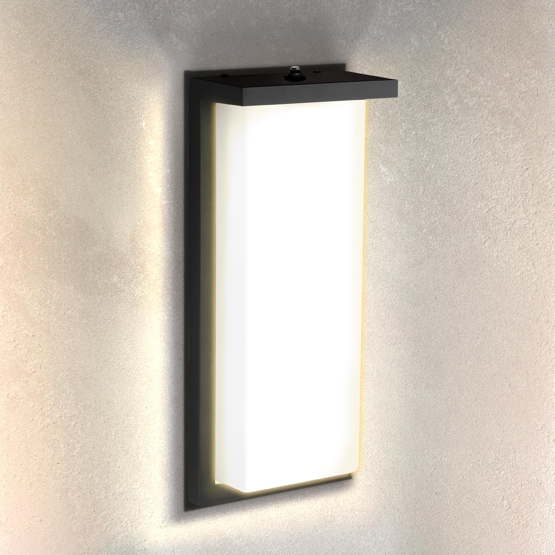 ASD LED Wall Light Fixture, 20W 1900LM, 3000K-5000K, 14 Inch, Black, Photocell, Waterproof, ETL Listed, Model