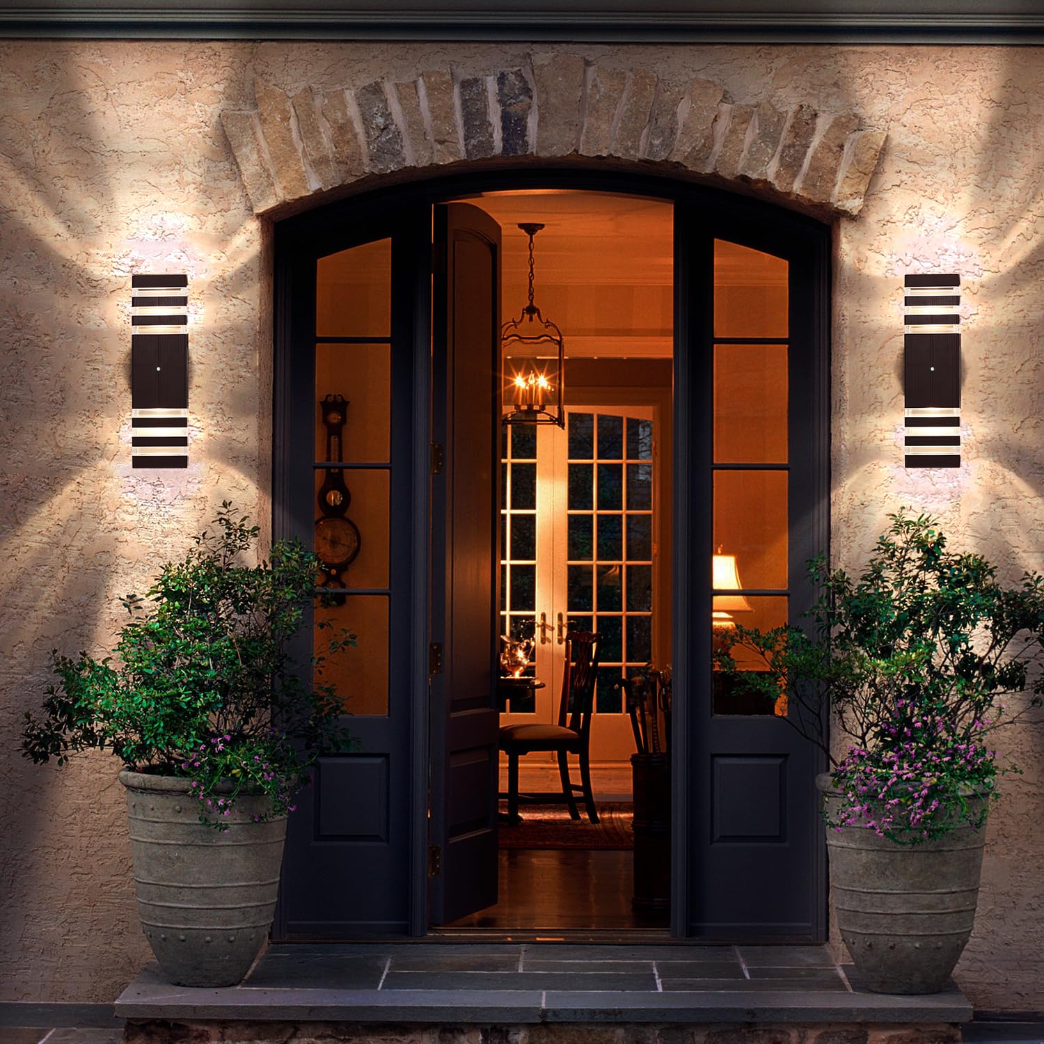 Zsmaiku Dusk To Dawn Outdoor Wall Lights 4 Pack, 14W Ip65 Waterproof, Warm White, Jet Black