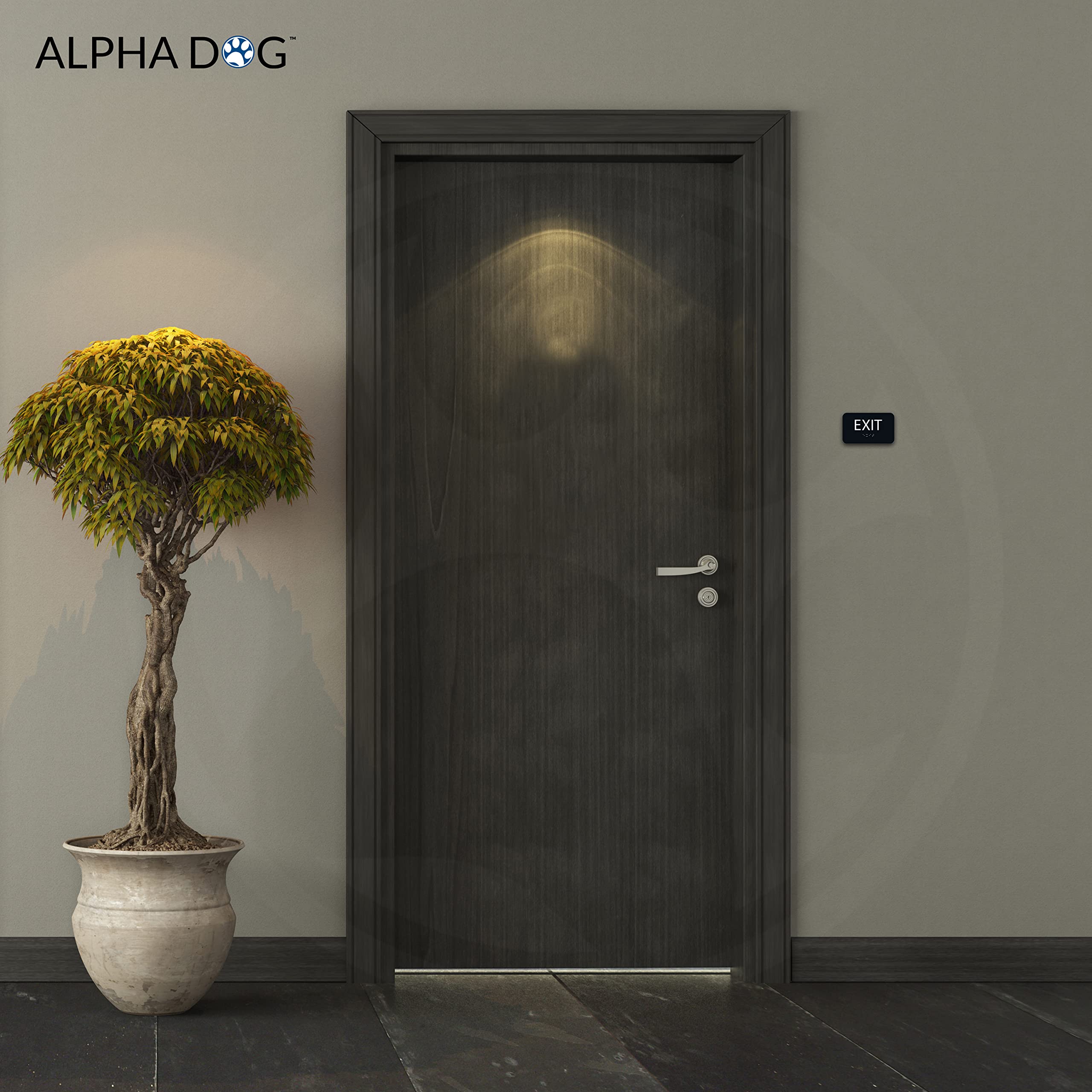 Alpha Dog Ada Signs Braille Exit Sign 3X5 Inch Ada Compliant Indoor Outdoor Business Easy Install Usa Made (Black)