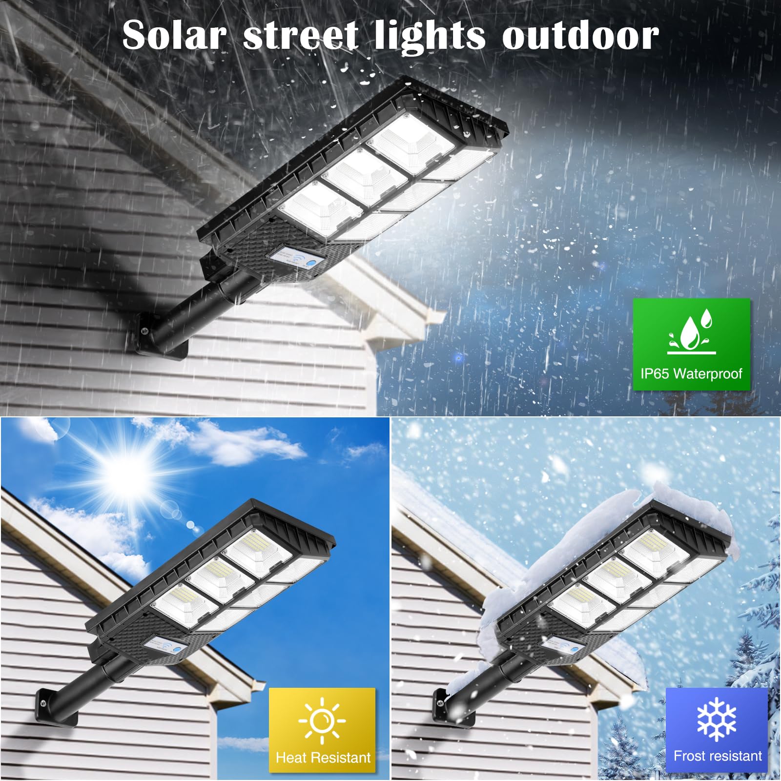 ZJOJO Solar Lights Outdoor, 6500K 10000LM, Motion Sensor & Remote, 336 LEDs, Waterproof, 2 Pack, Black