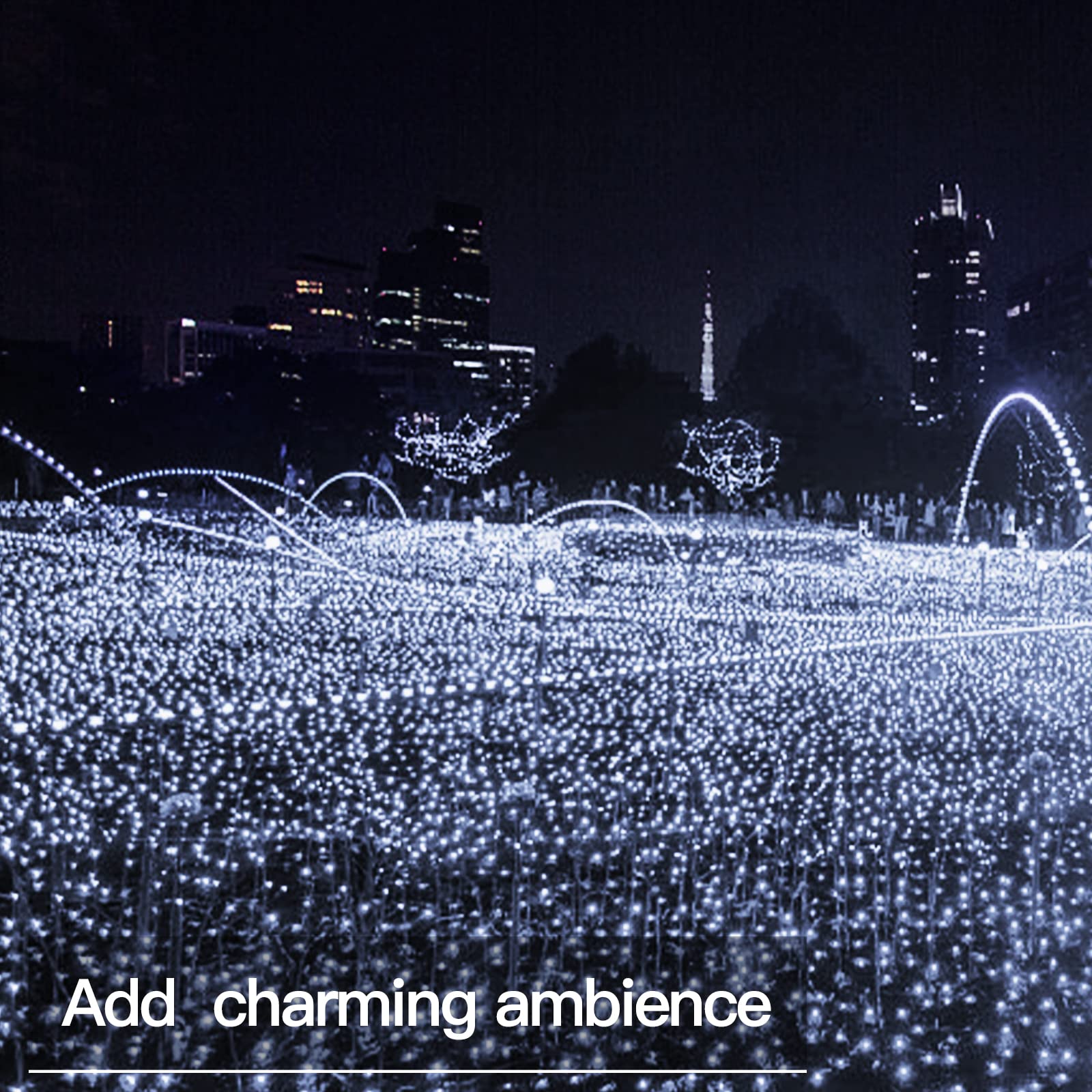 suddus 33ft 100 LED Outdoor String Lights, White Fairy Lights Battery Operated with Remote, Led Twinkle Lights for Bedroom, Back
