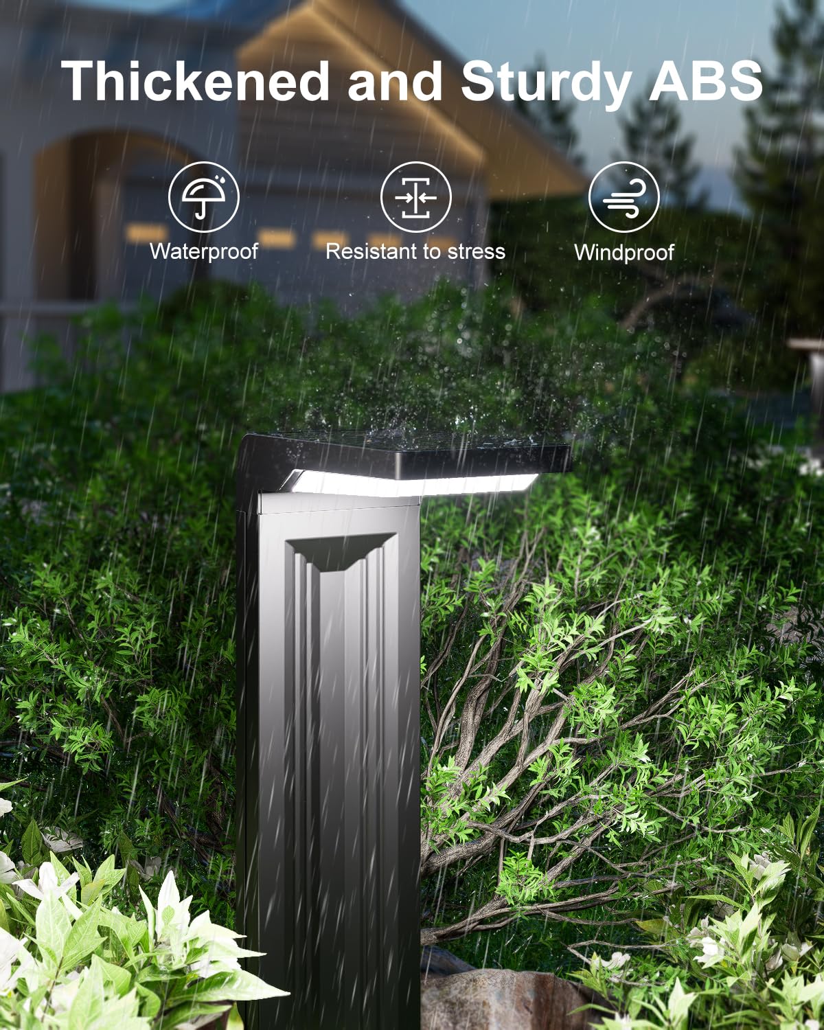FALOVE 6 Pack Solar Powered Pathway Lights 30 LED Waterproof Cool White Modern Design Model FA0802-6