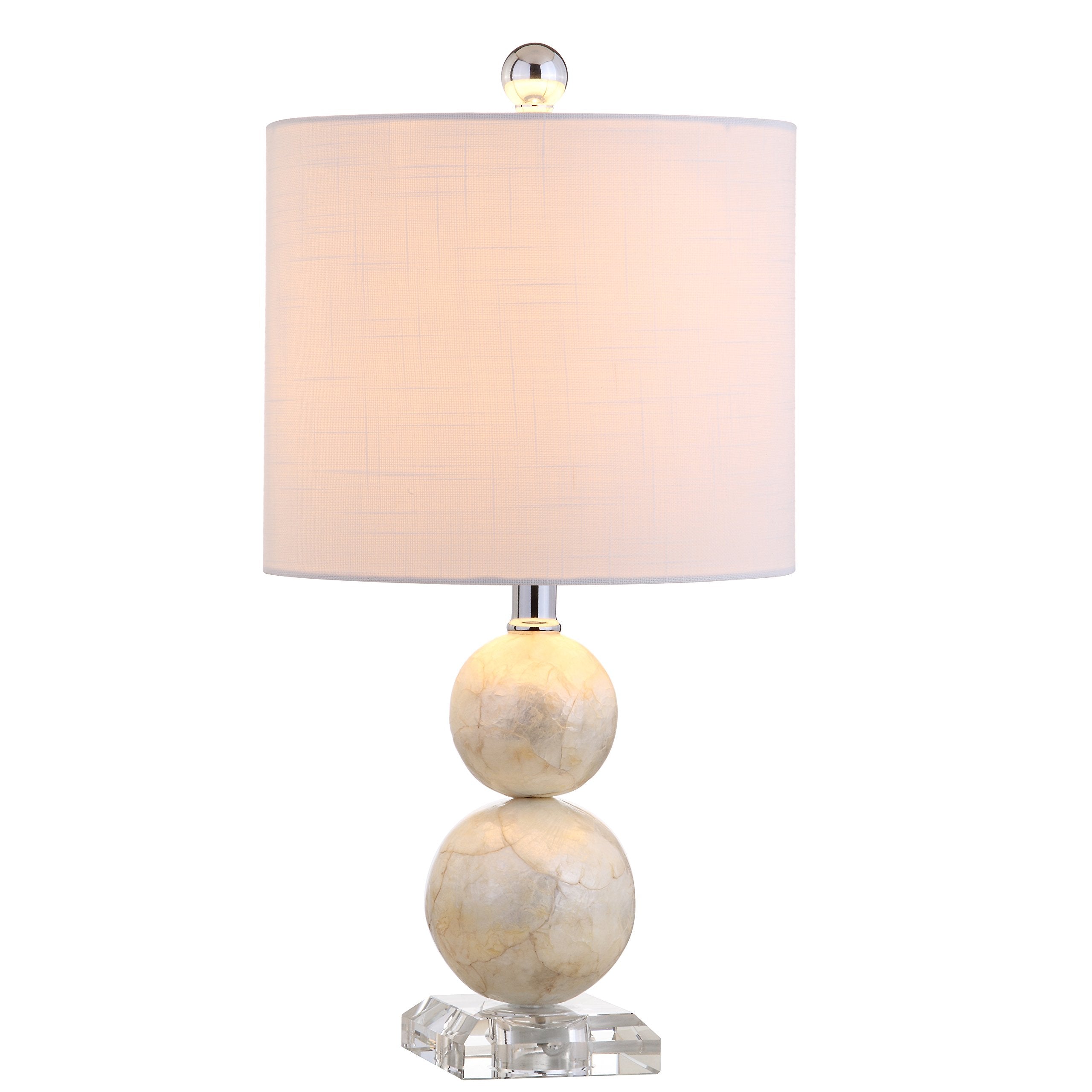 JONATHAN Y Bailey 19in Seashell LED Table Lamp, White, Model JYL1023A, Coastal Modern Design for Office, Living Room, Bedroom, and Hallway
