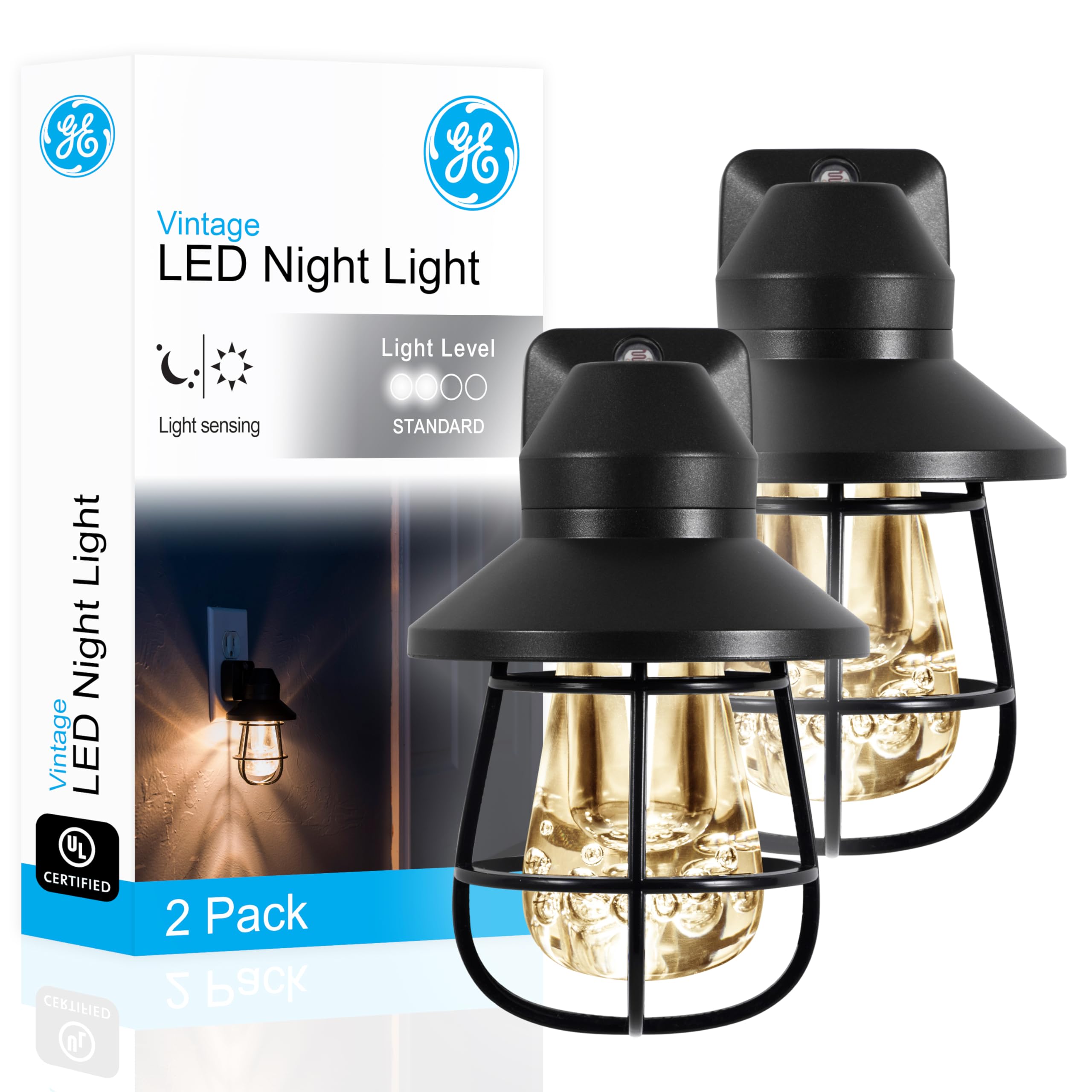 Ge Vintage Led Night Light, Plug-In, Dusk To Dawn Sensor, Farmhouse Decor, Mood Lighting, Home Decor, Ambient Lighting, Led Ligh