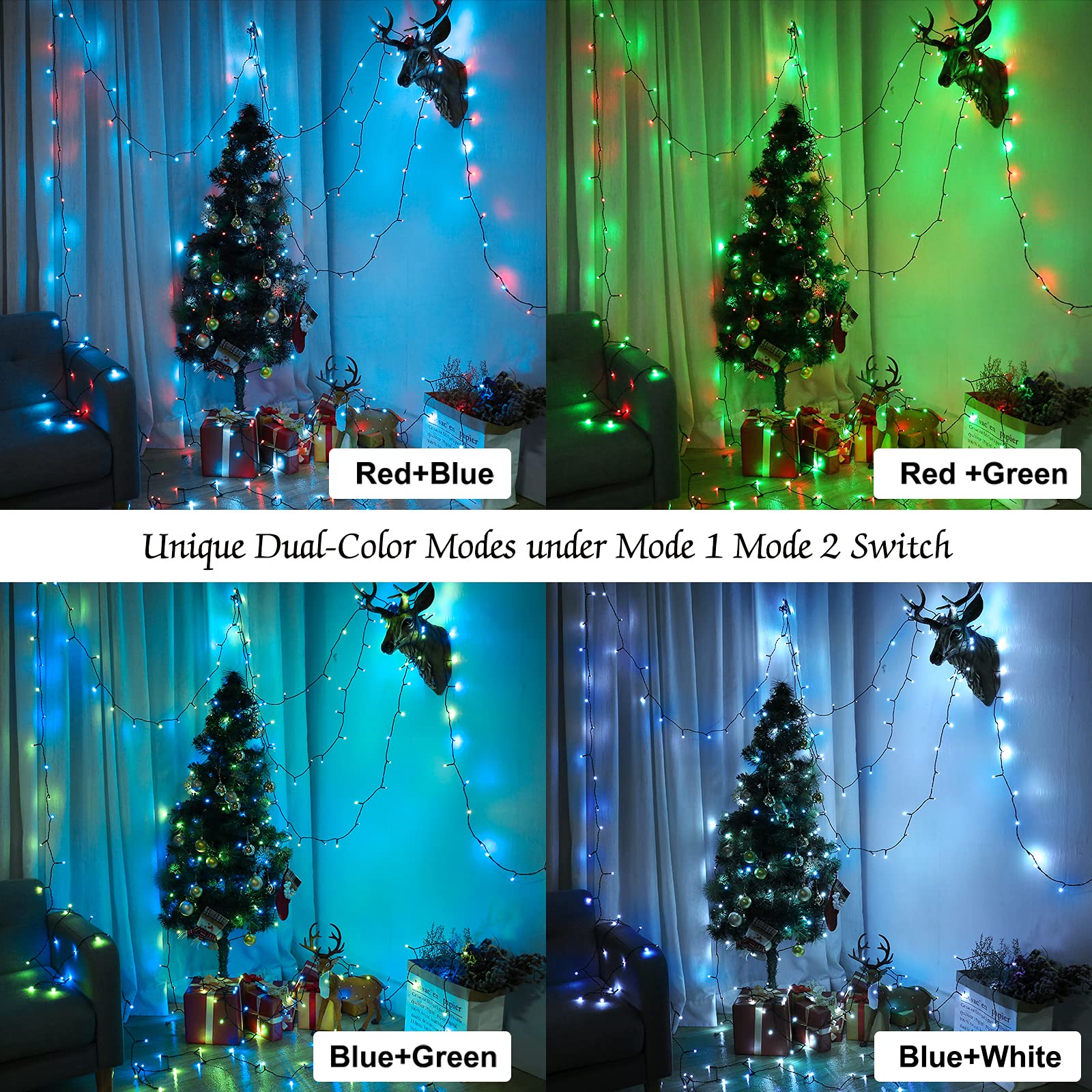 Brizled RGB Christmas Lights, 98ft 300 LED Orange Thanksgiving String Lights with Remote, 29V Plugin Color Changing Christmas Tr