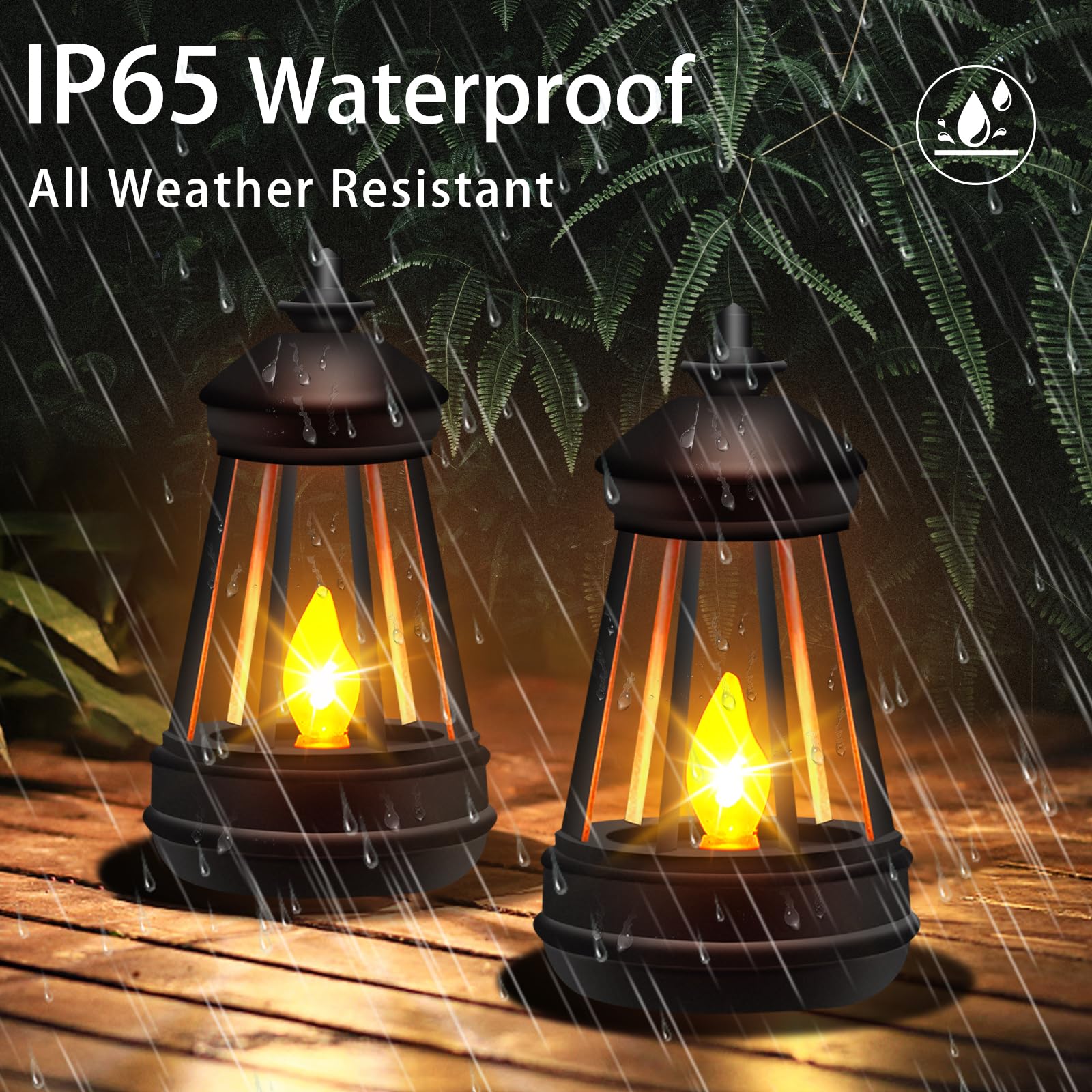 Stadeco Mini Solar Lantern - Waterproof Hanging Light, Black, Plastic, Model GTD-12, 1 Pack