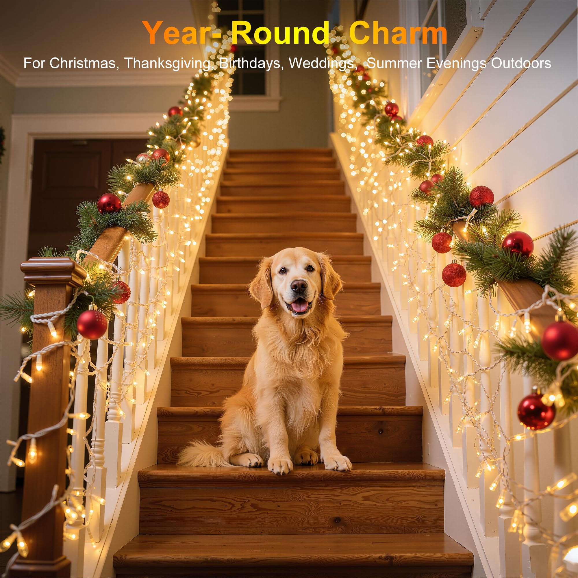 750Led Christmas Lights Outdoor Use  240Ft 12 Modes Warm White Led String Lights With Timer Dimmable  Waterproof Christmas Tree Lights For Xmas Patio Yard Fence Balcony Garden Decor Warm White