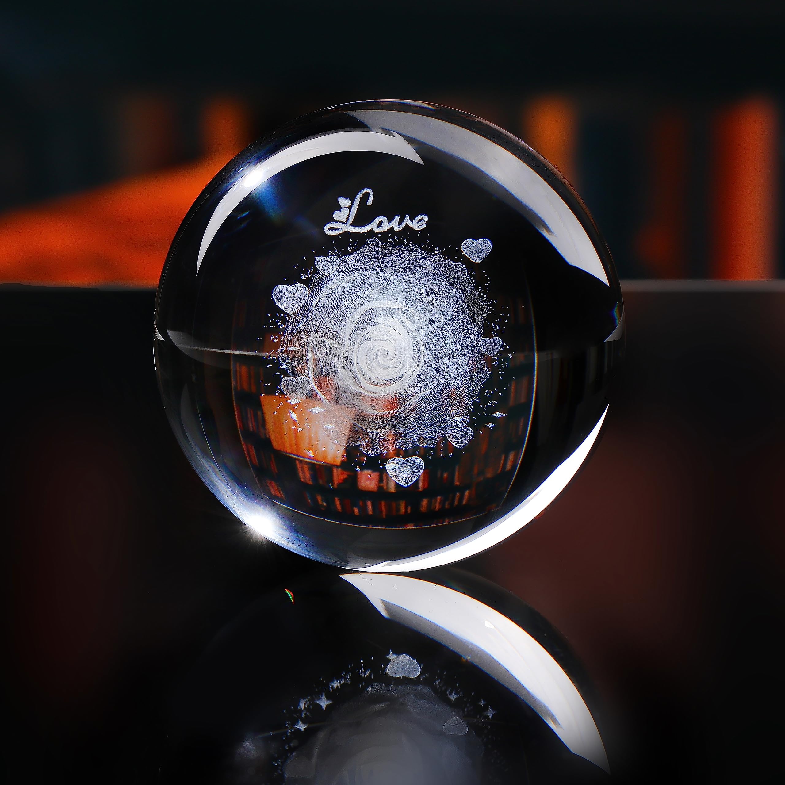 3D Crystal Rose Flower Decor - Night Light Gifts For Girlfriend, Wife, Mom - Anniversary, Birthday, Wedding