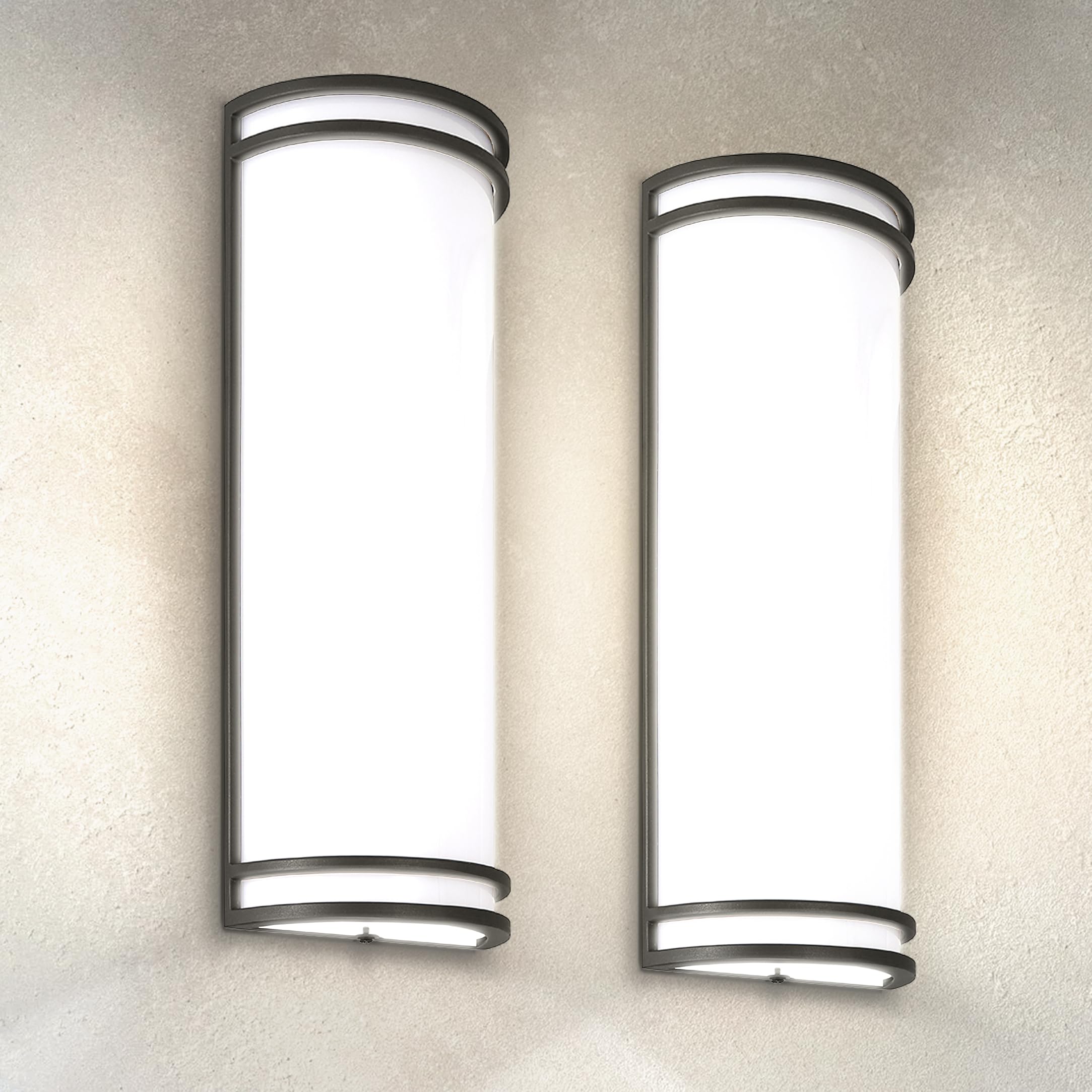 ASD 18 Inch LED Outdoor Wall Mount Light Fixture - Matte Black Modern Wall Sconce Lighting - 20W 120-277V 3000K 4000K 5000K Adju