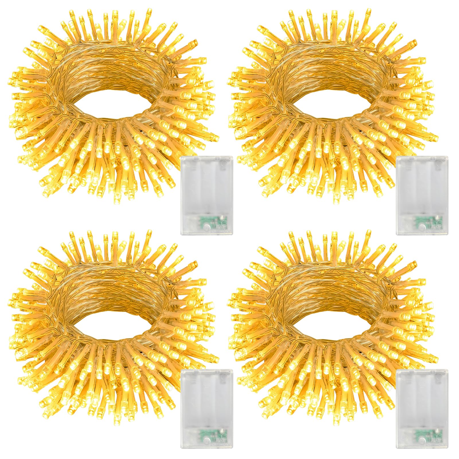 4 Pack String Lights Battery Operated, 13.2Ft 40 LED Clear Wire Fairy String Lights, Christmas Twinkle Fairy Lights Outdoor for 