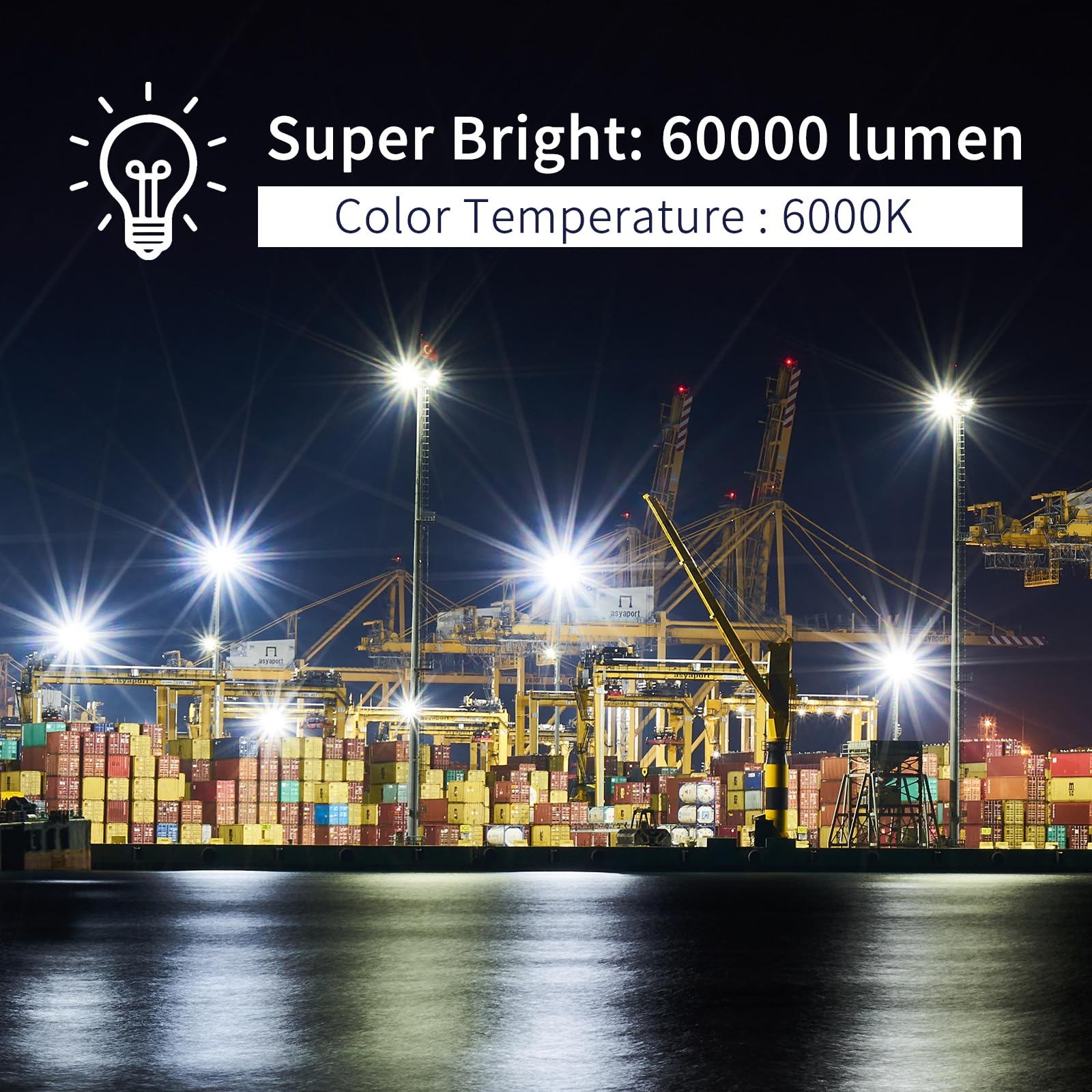 Rommor 600W Led Flood Light, 60000Lm, Ip66 Waterproof, Super Bright Outdoor Security Light