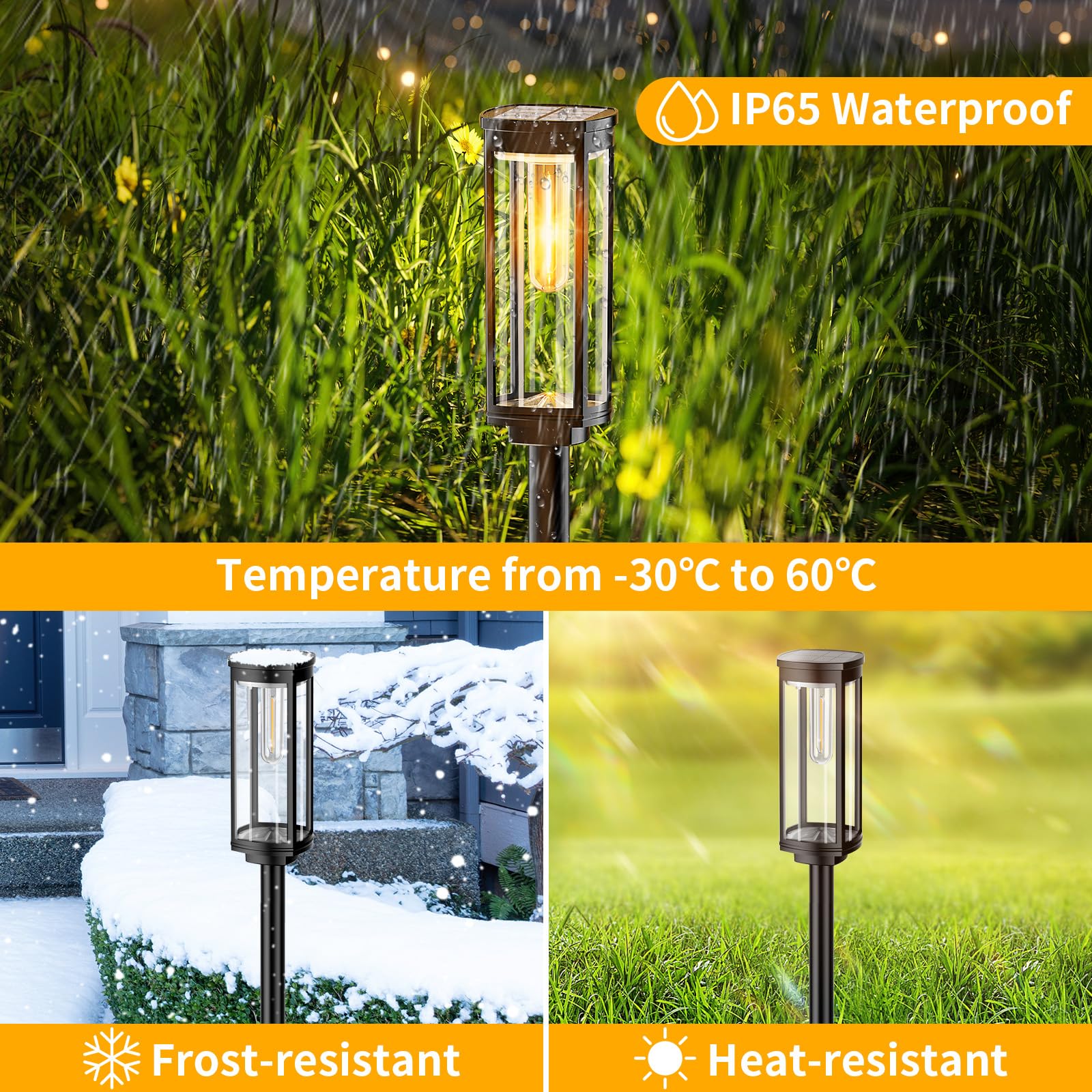 Newmessi 8 Pack Solar Pathway Lights Outdoor Ip65 Waterproof Super Brightness Solar Powered Landscape Path Lights For Outside Wa