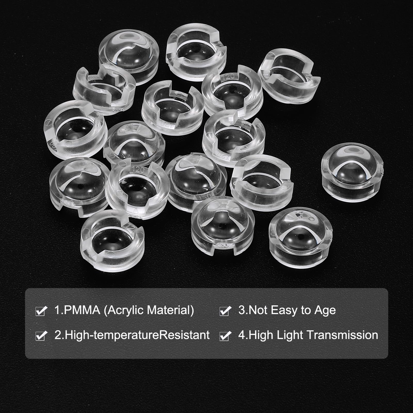 Patikil 12Mm Led Convex Lens, 36 Pack 120 Degree Beam Angle Pmma Acrylic Led Optical Convex Condenser Lens For 1W 3W Led Lamp Be