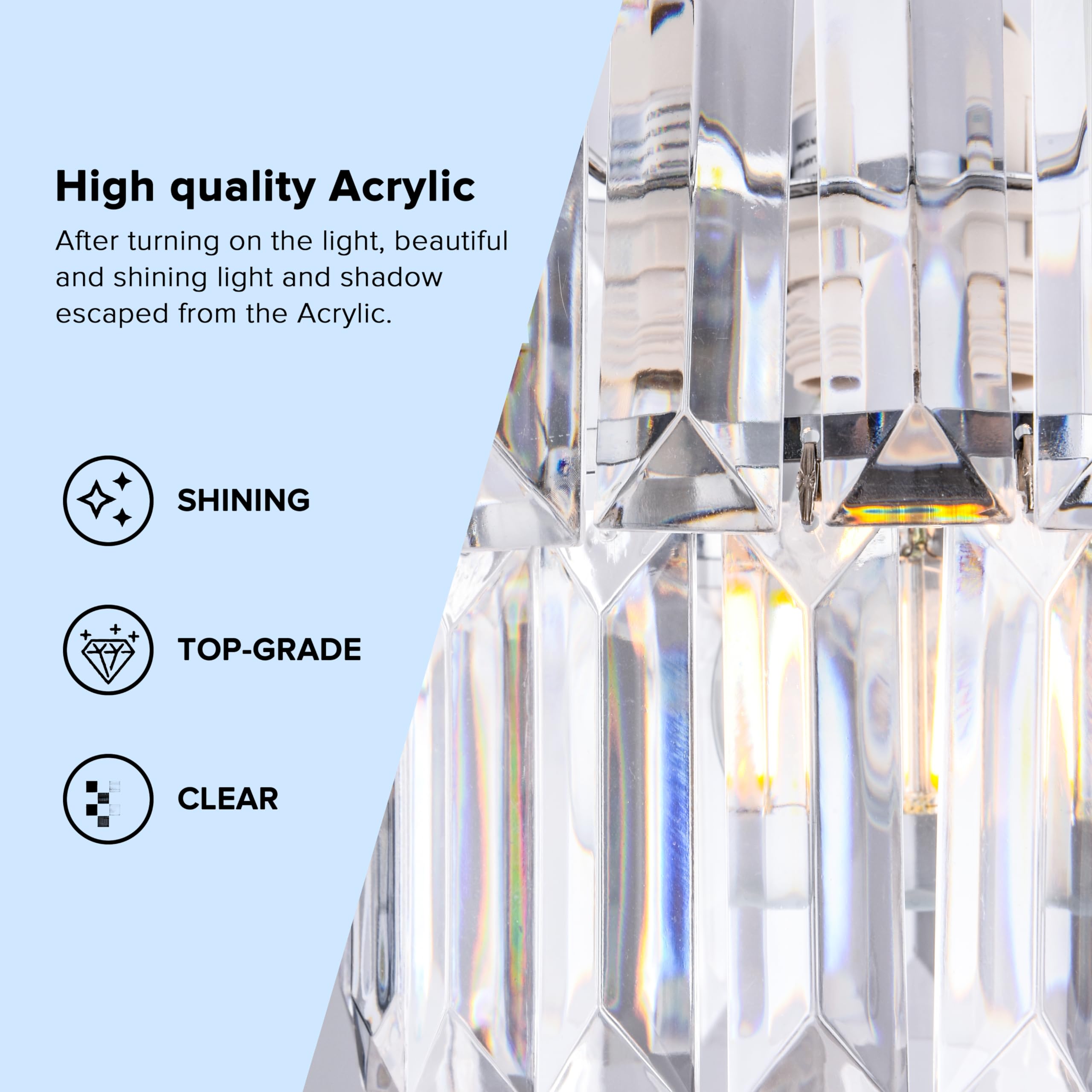 Papaya 2 Tiers Modern Acrylic Crystal Chandelier Shades Clear Crystals Lamp Shade Light Shade Decorative Pendant For Dining Room