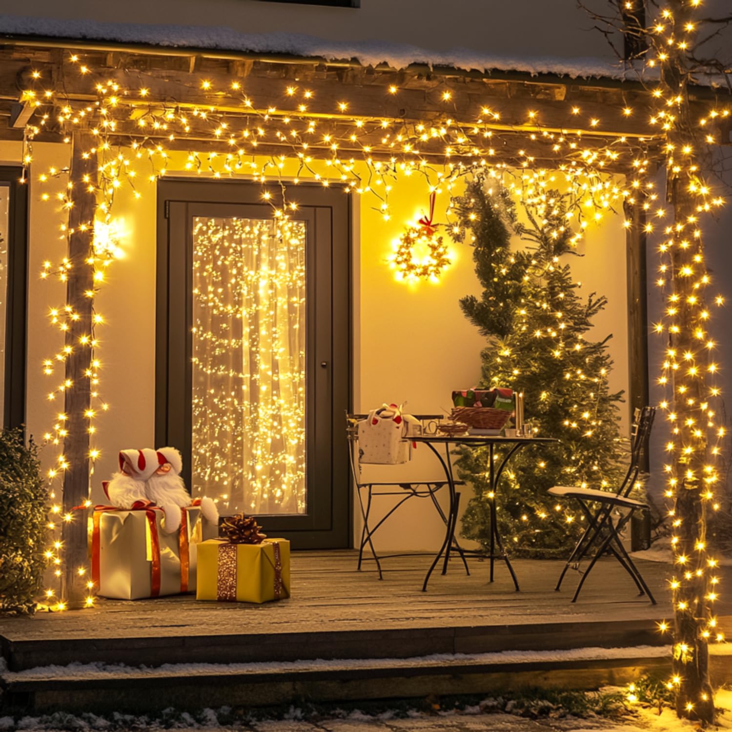 Potive 2 Pack Each 200 Led Solar String Lights Outdoor Waterproof, 75.5 Ft Warm White Solar Christmas Lights, 8 Modes Solar Outdoor String Lights For Tree Garden Patio Tree Valentines Decorations