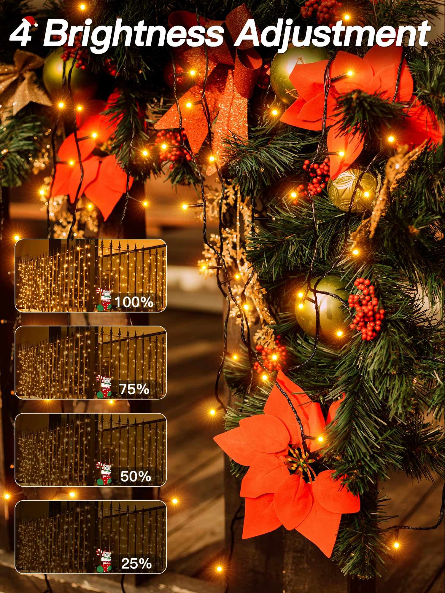 Guhope Christmas Lights 131Ft 400 Led  Christmas Tree Light With 8 Lighting Modes  Outdoor Waterproof String Lights With Remote And Timer  Fairy Light For Holiday Decor (Warm White)