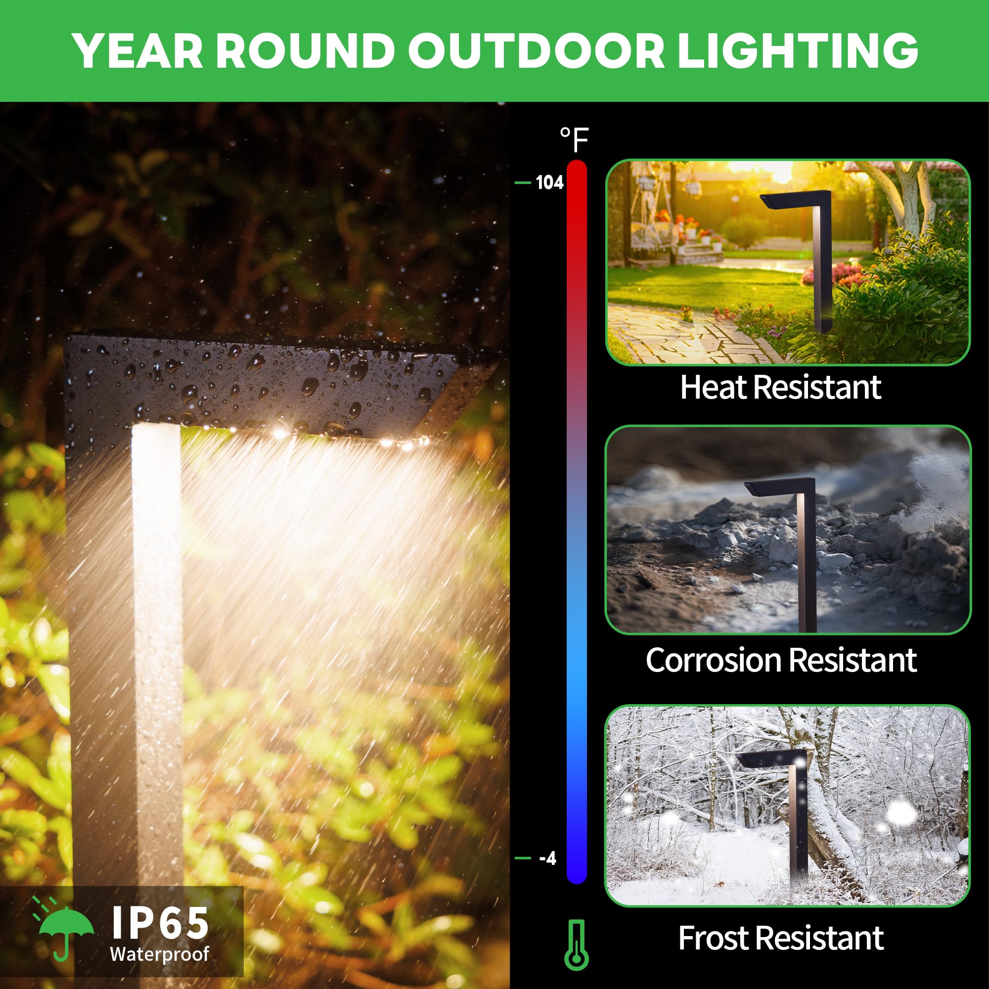 Varmtalys Low Voltage Pathway Lights 12V, 3Cct Led Landscape Path Lights, Outdoor Waterproof Wired 5W 235Lm, Black Aluminum Gard