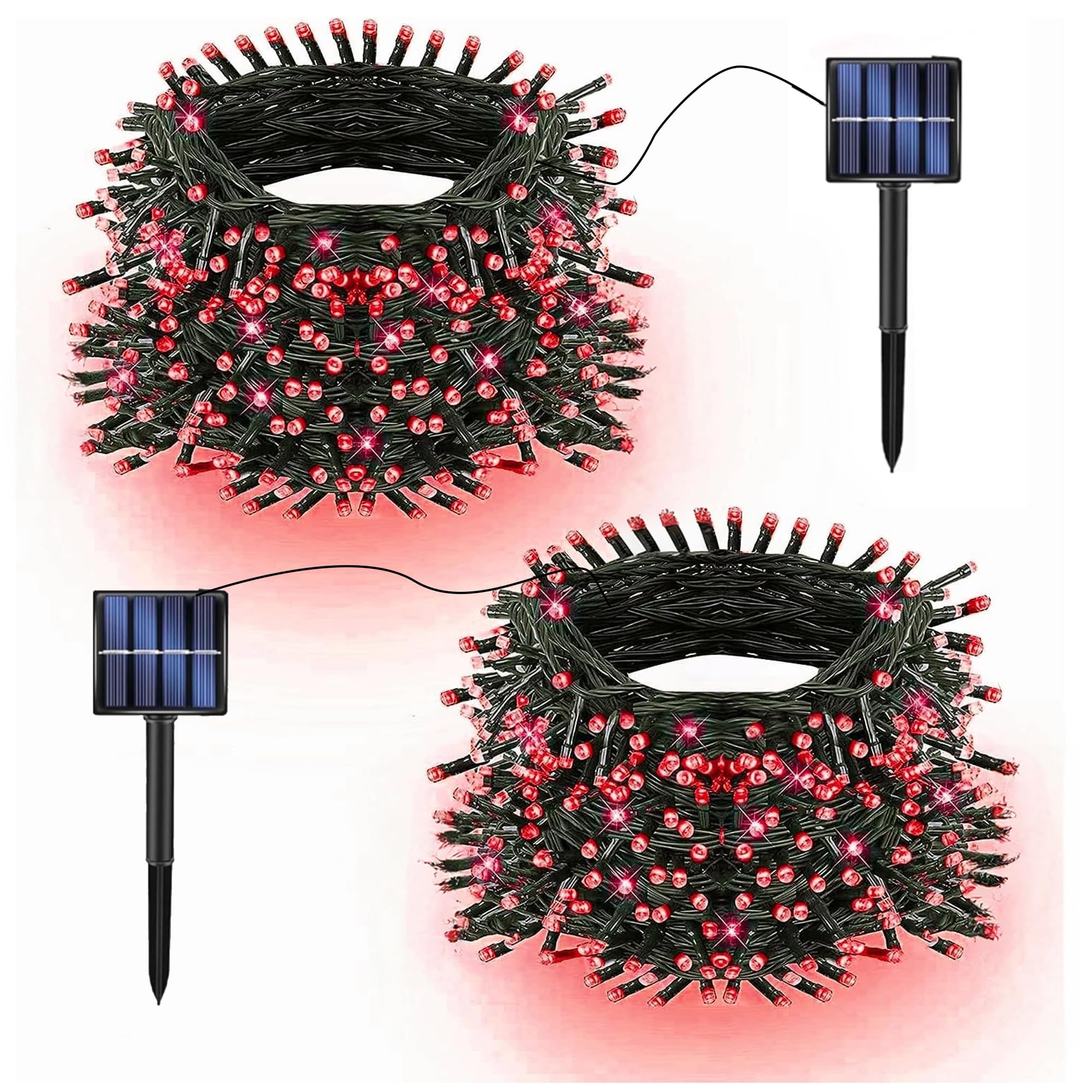 Tw Shine Solar Christmas Lights 400 Led 132 Ft Waterproof Red Decor Hb-200Coi