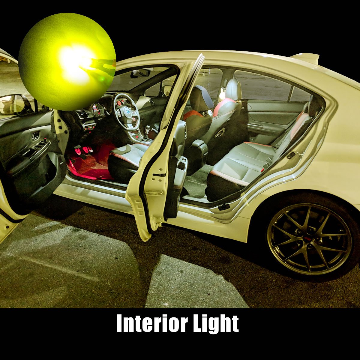 LASFIT 400 Lumens LED Bulb, T10 168 2825 W5W, Pack of 2, Yellow, Error Free for Car Interior Lighting