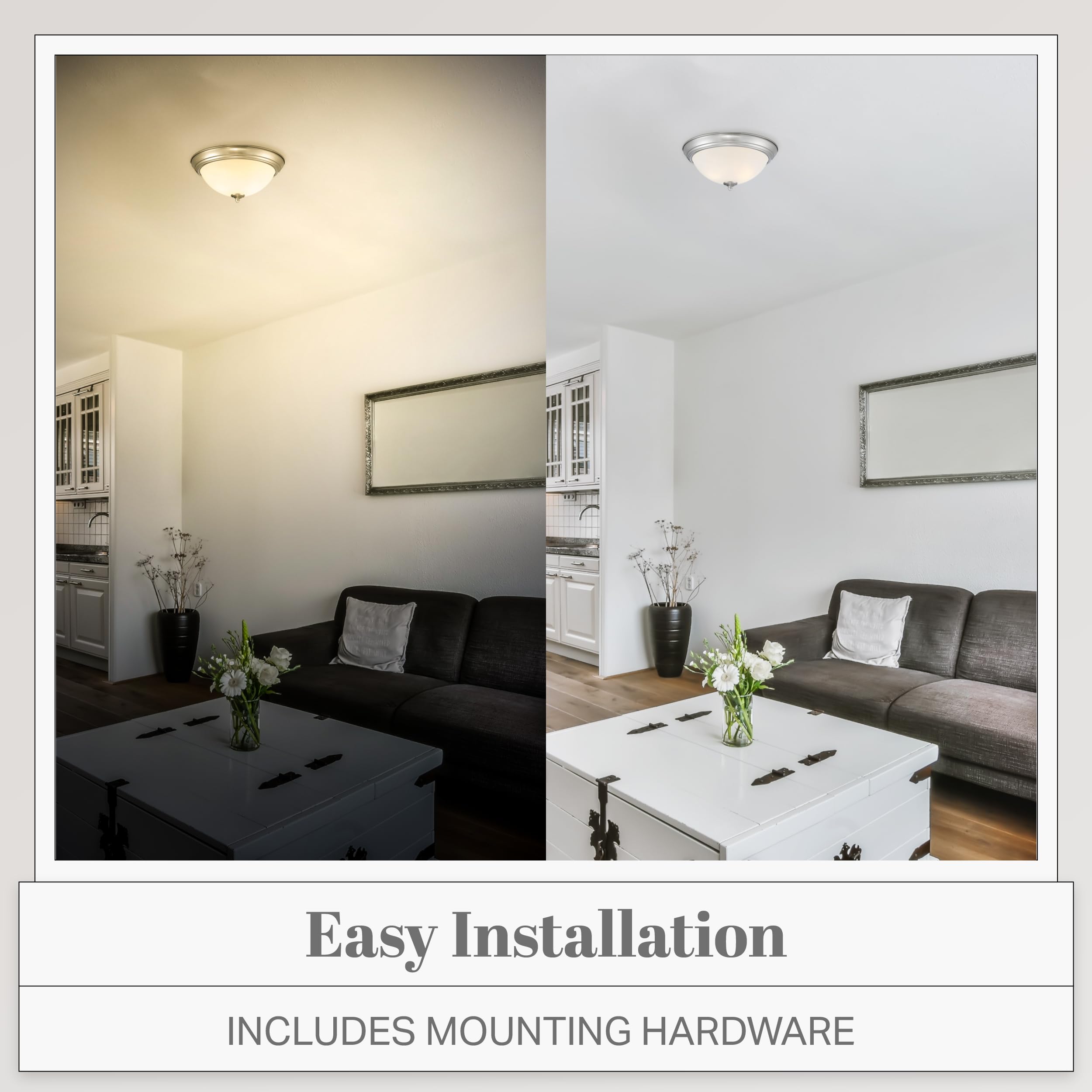 Designers Fountain Flush Mount Ceiling Light, 2-Pack, 11 Inch Led Frosted Glass Lighting Fixture For Kitchen, Bedroom, Bathroom, And Hallway, Brushed Nickel, D333M-11Fm-Bn2