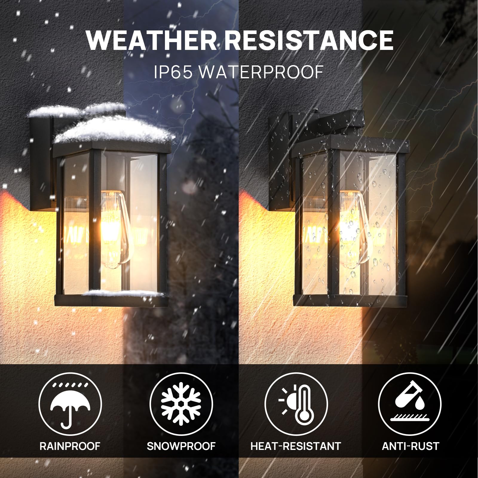 Jokaonotl Dusk To Dawn Porch Lights With Gfci Outlets Waterproof Outdoor Wall Lights Exterior Lighting Fixtures Modern Outside Lights Wall Mount For House Patio Garage Black 11.8  H  2 Pc