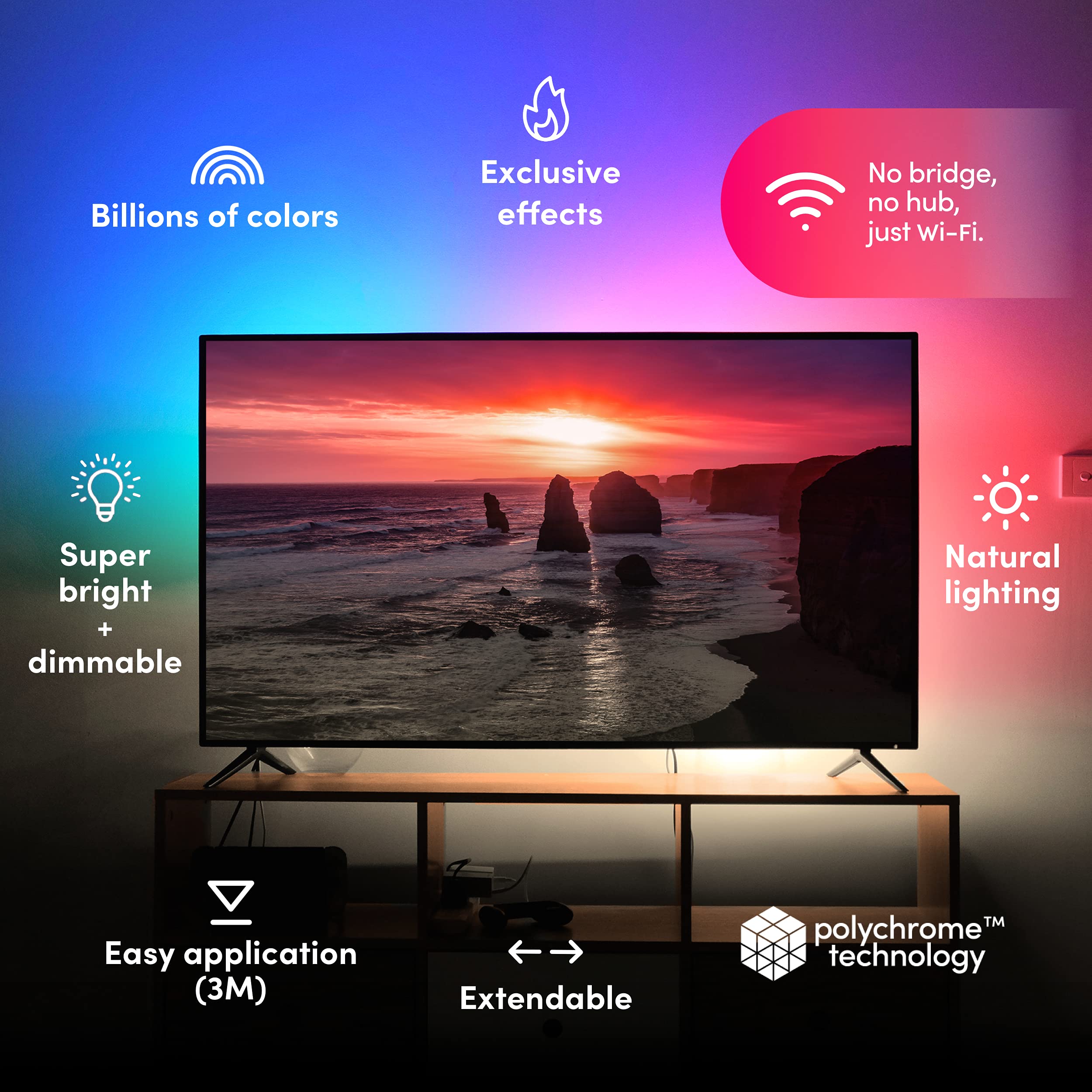 Lifx Lightstrip Bundle - With 120'' Smart Led Lightstrip And 2 40'' Extensions, Multicolor, 3 Piece Set